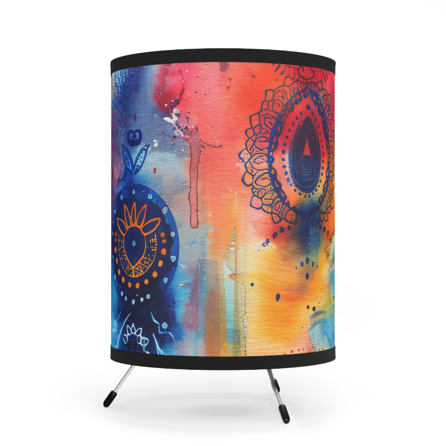 Rainbow Shield Hamsa-. Modern Tripod Lamp
