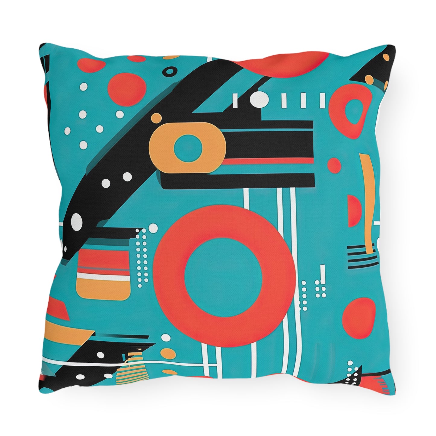 Quantum Rhapsody. Retro-Inspired Futuristic Outdoor Pillows