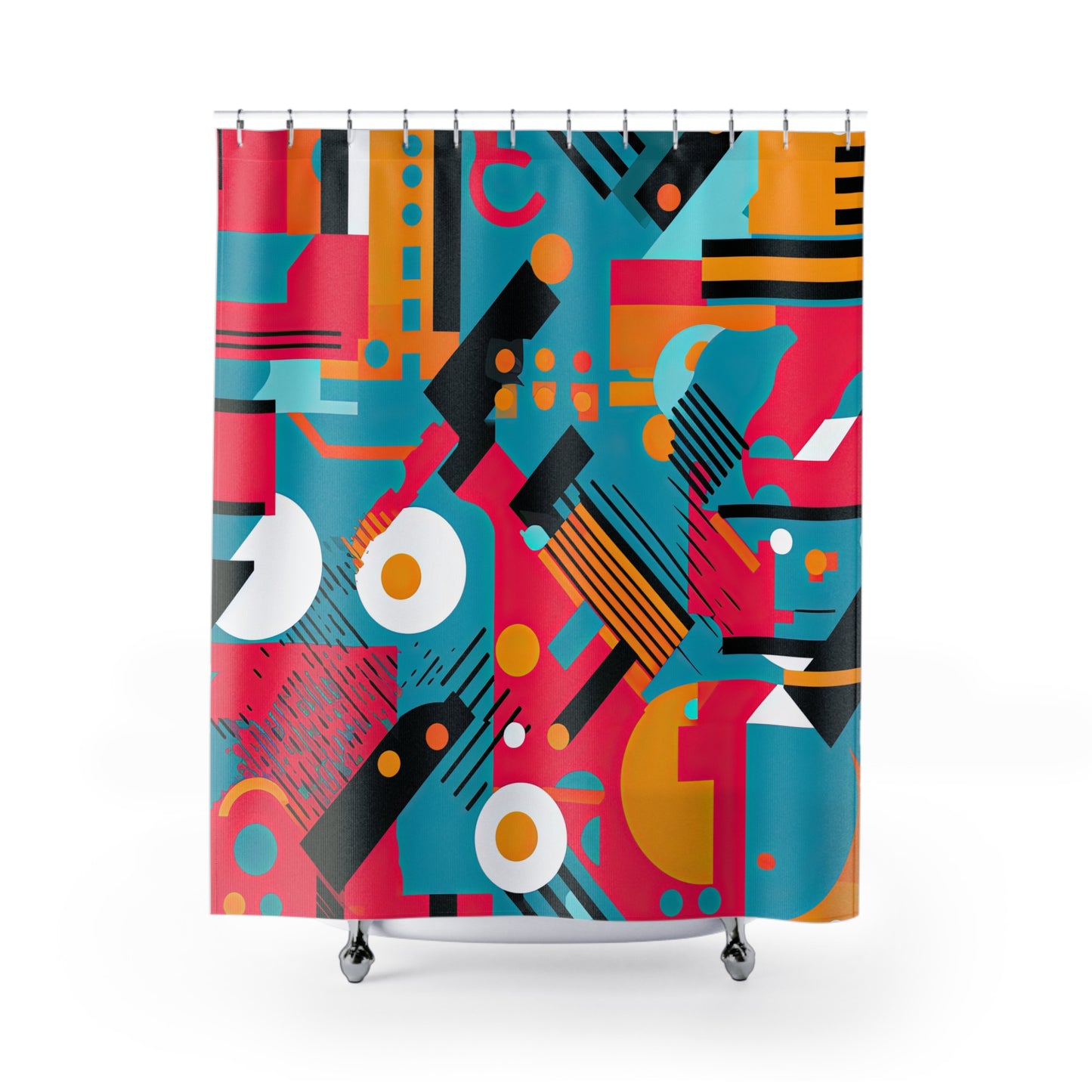 Technicolor Dreamscape. Futuristic Nostalgia Shower Curtains