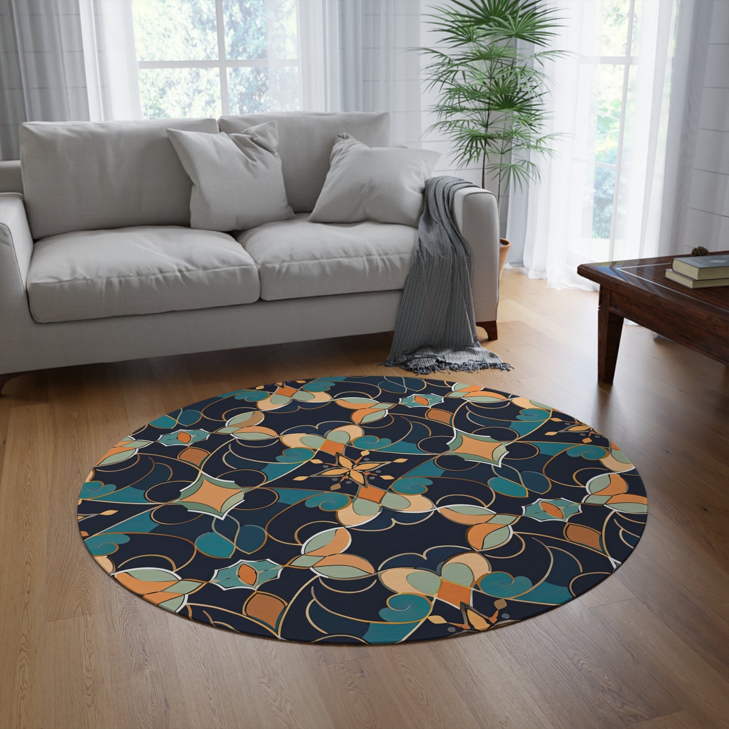 Moroccan Midnight. Round Rug