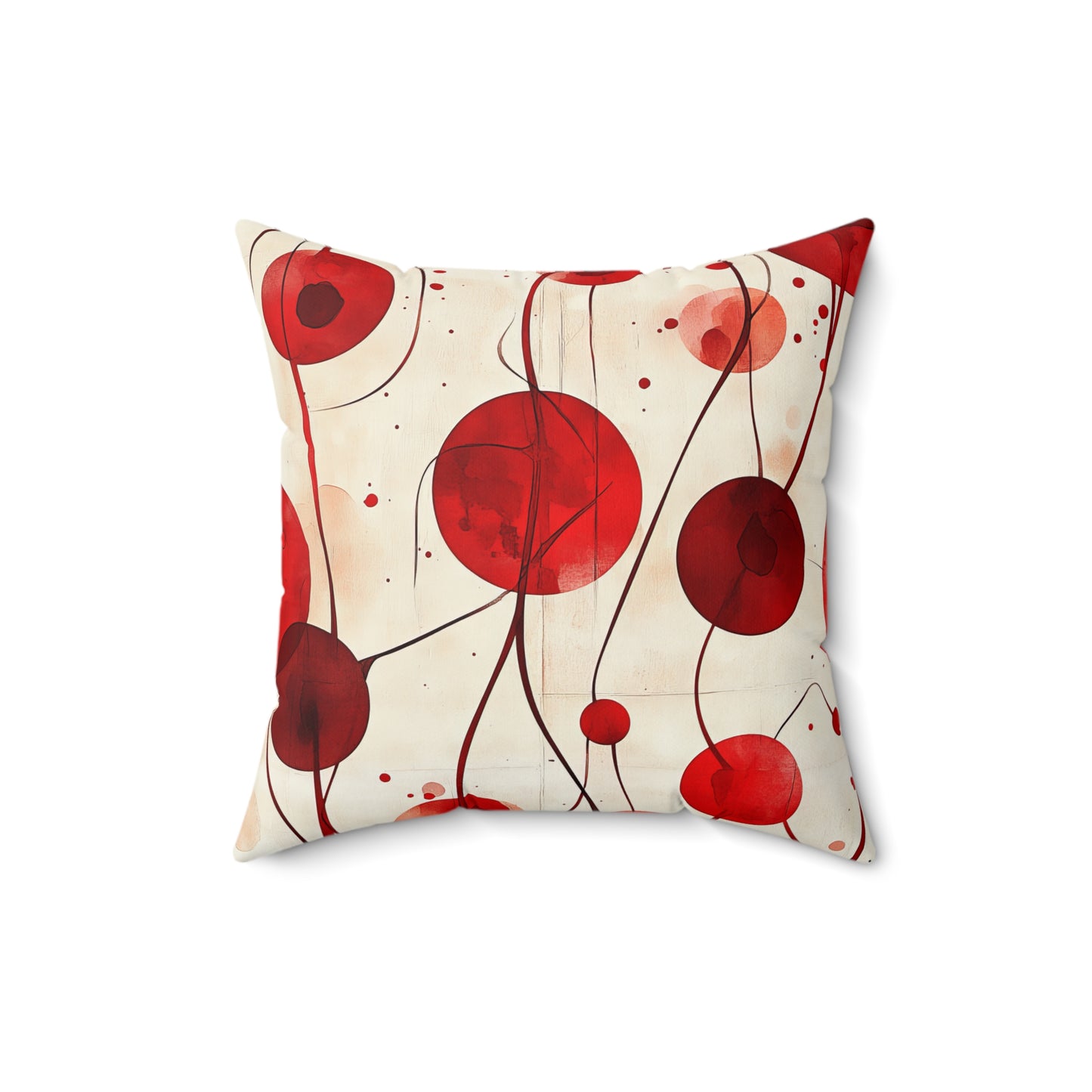 Vintage Cherry Pillow - Decorative Spun Polyester Cushion