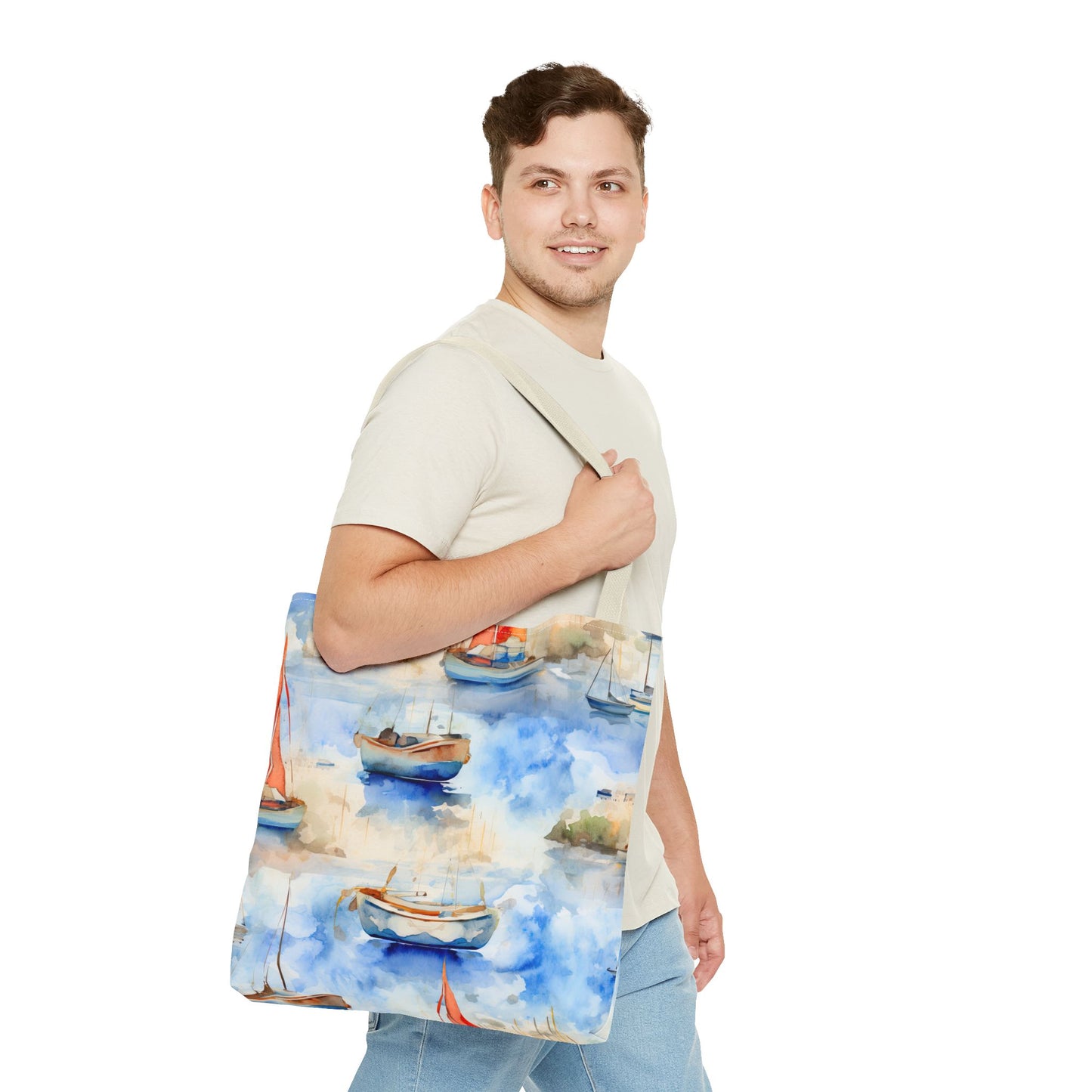 Boats On Watercolor. Tote Bag for Everyday Use