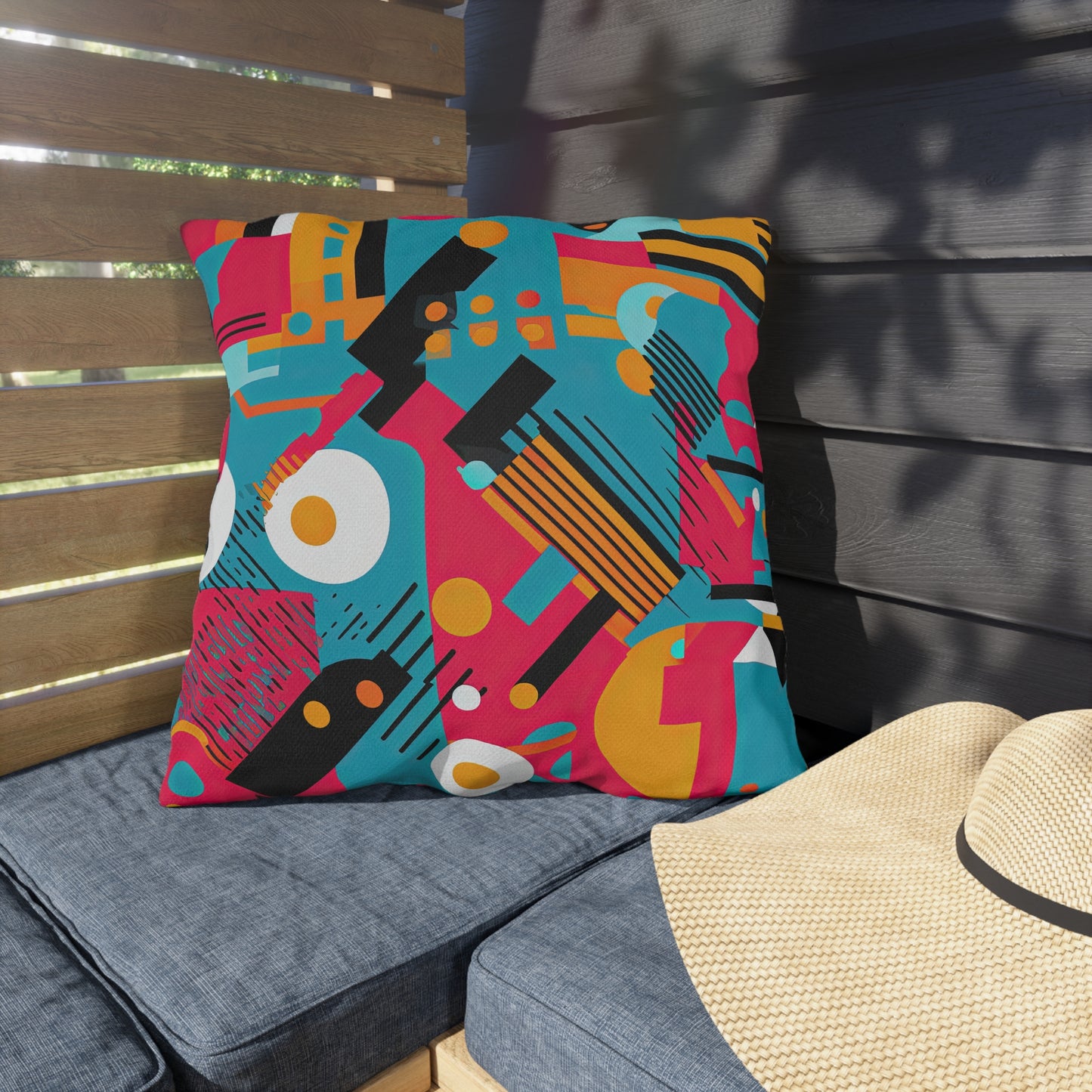 Technicolor Dreamscape. Futuristic Nostalgia Outdoor Pillows