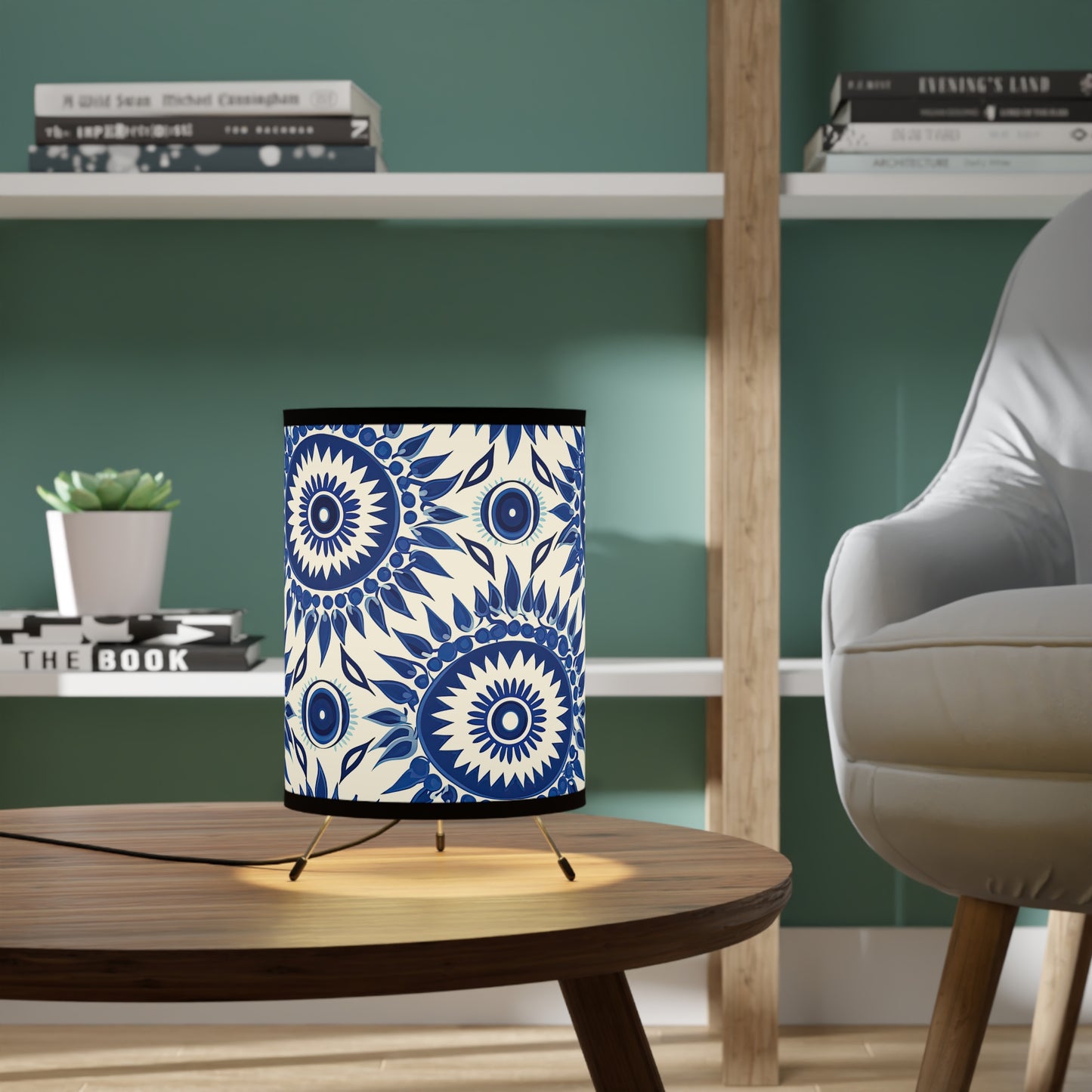 Cursed Charms. Evil Eye Lampshade – Light Your Room with Artistic Meaning.Tripod Lamp with High-Res Printed Shade,