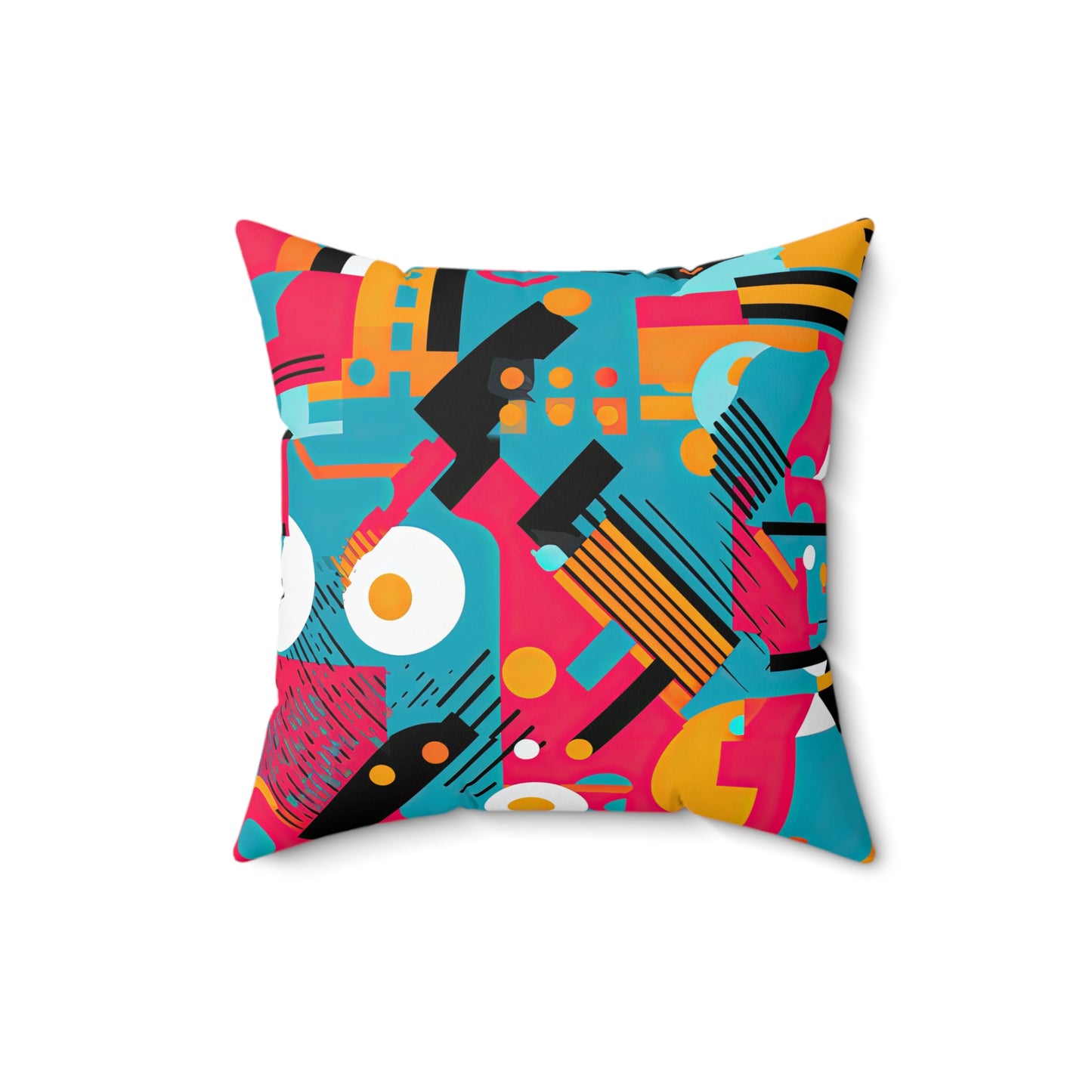 Technicolor Dreamscape. Futuristic Nostalgia Spun Polyester Square Pillow