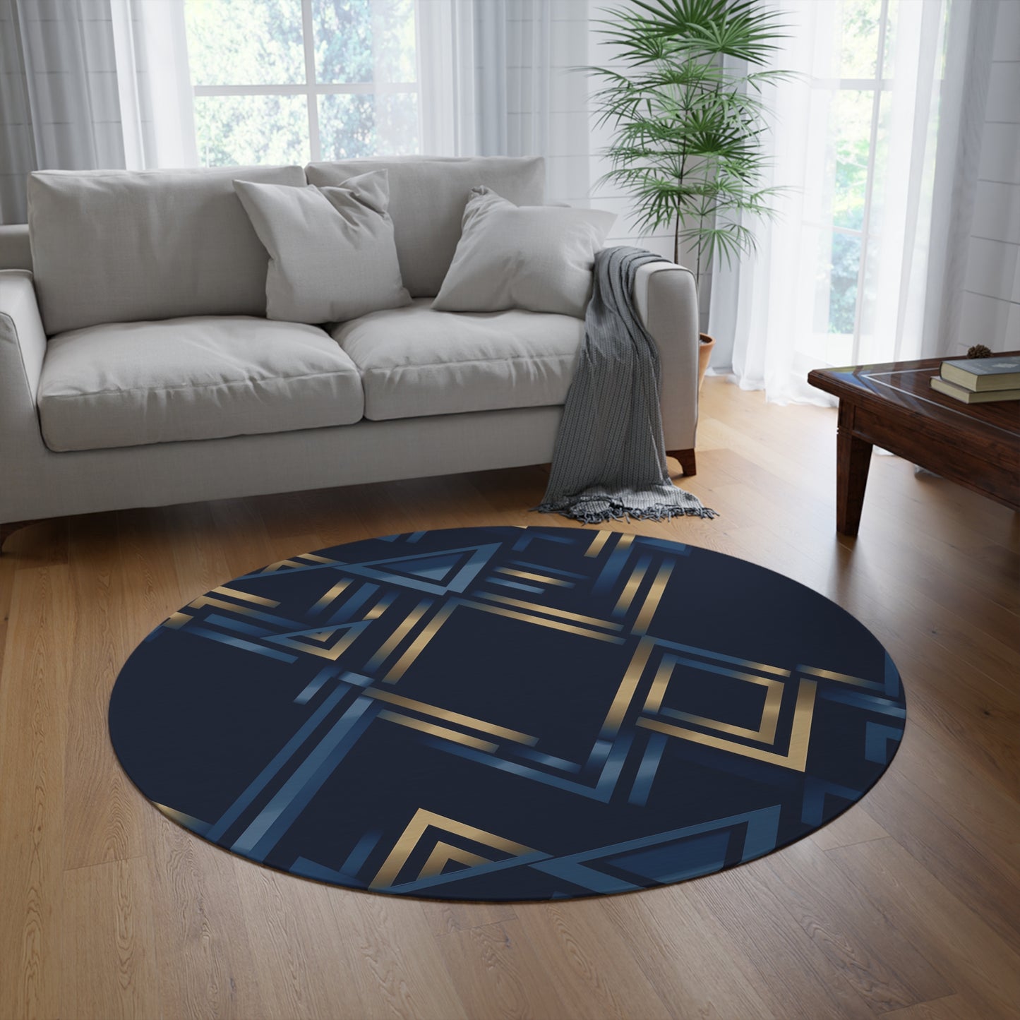 Valknut. Bohemian Eye Round Rug - Colorful Floor Decor for Vibrant Spaces