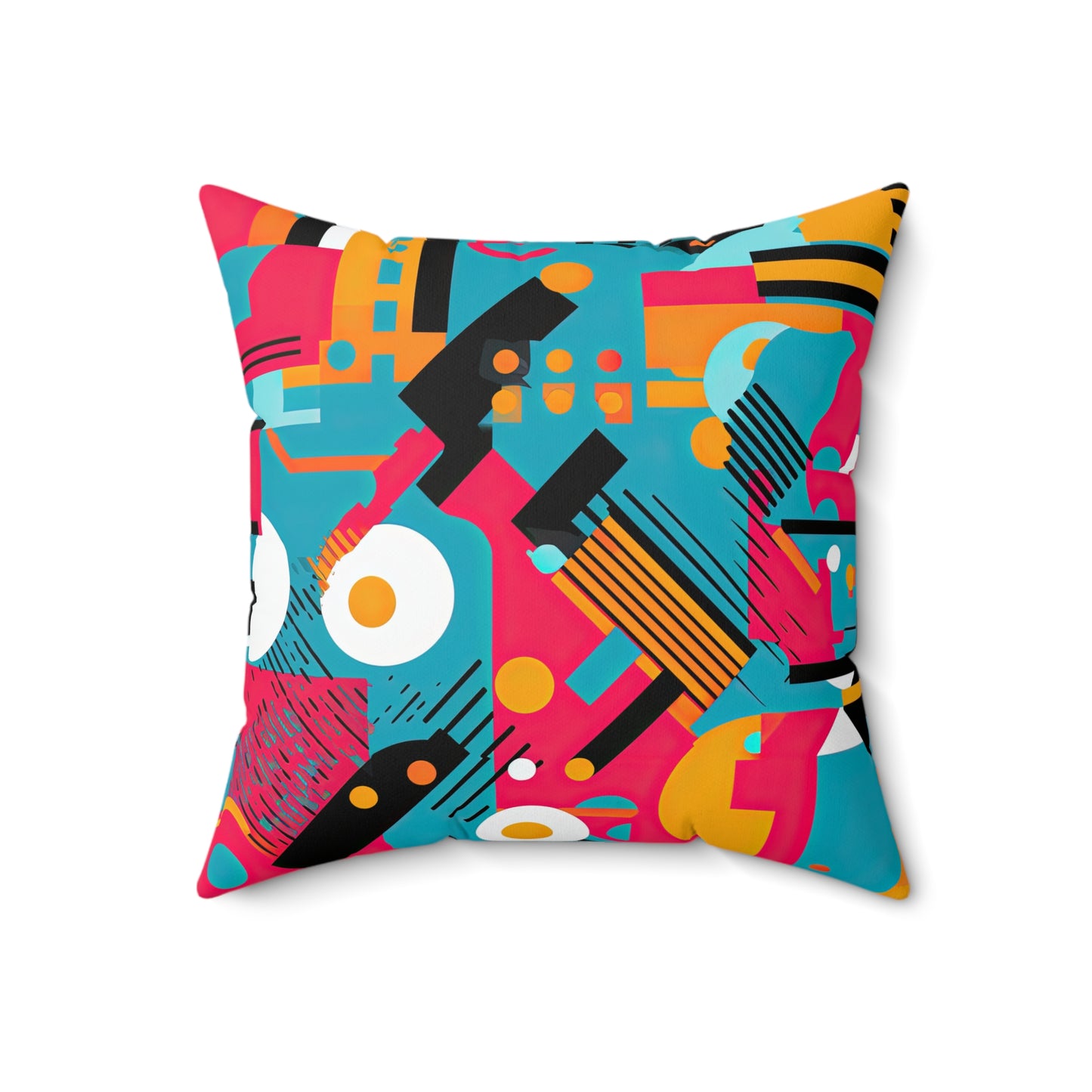 Technicolor Dreamscape. Futuristic Nostalgia Spun Polyester Square Pillow