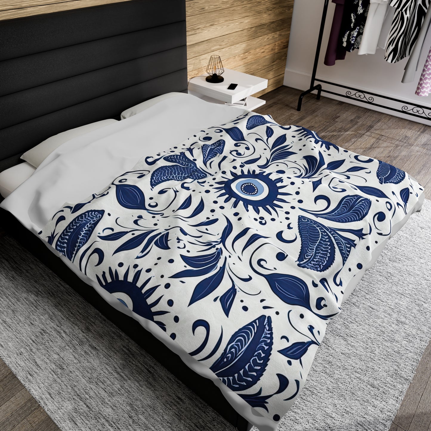 Beholder. Evil Eye Blanket – Cozy Layers of Unique Artistic Flair. Velveteen Plush Blanket.