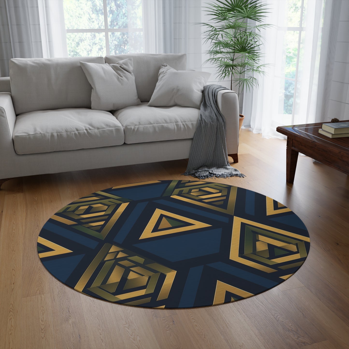 Echo Valknut. Bohemian Eye Round Rug - Colorful Floor Decor for Vibrant Spaces