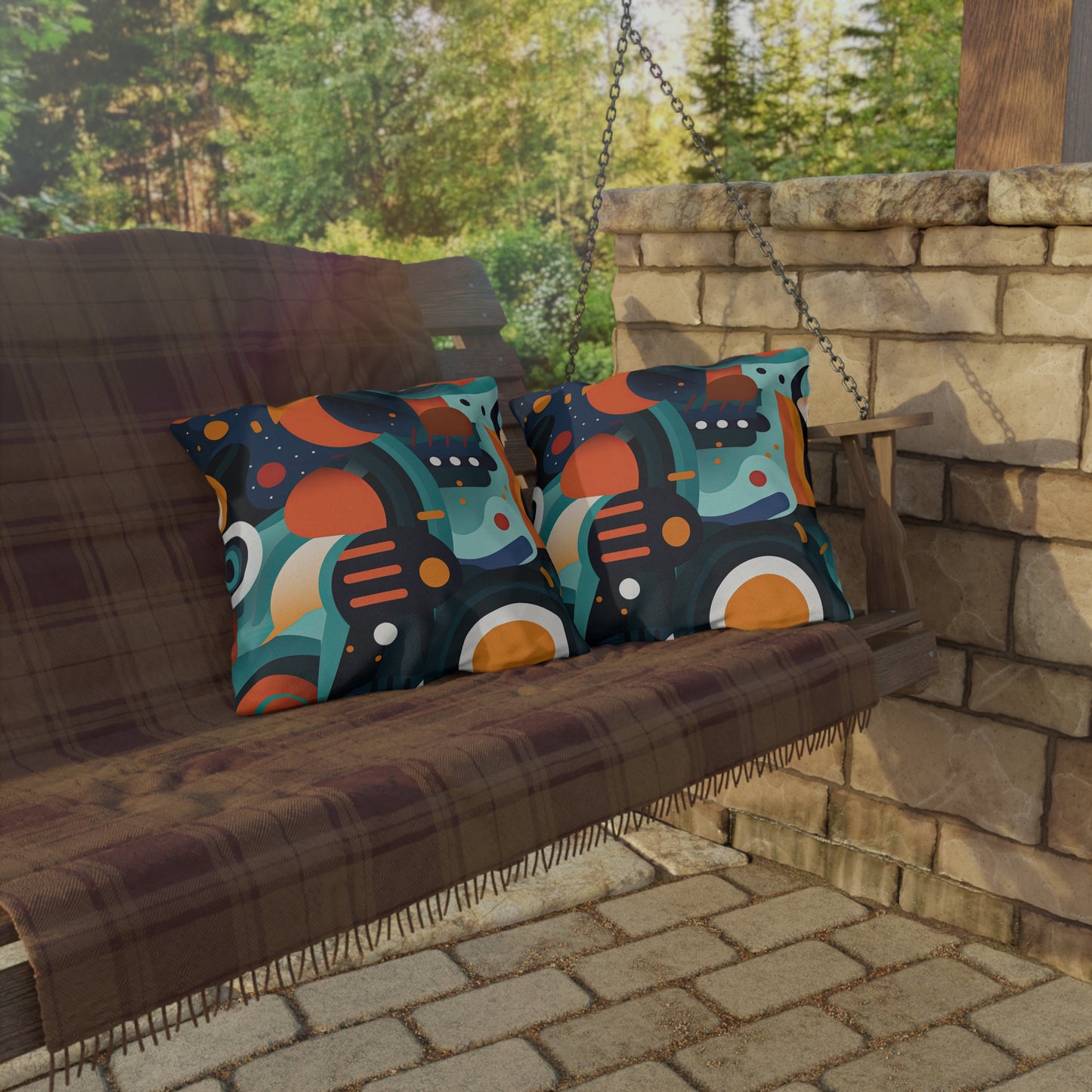Retro Futurism. Retro Style Avant-Garde Outdoor Pillows