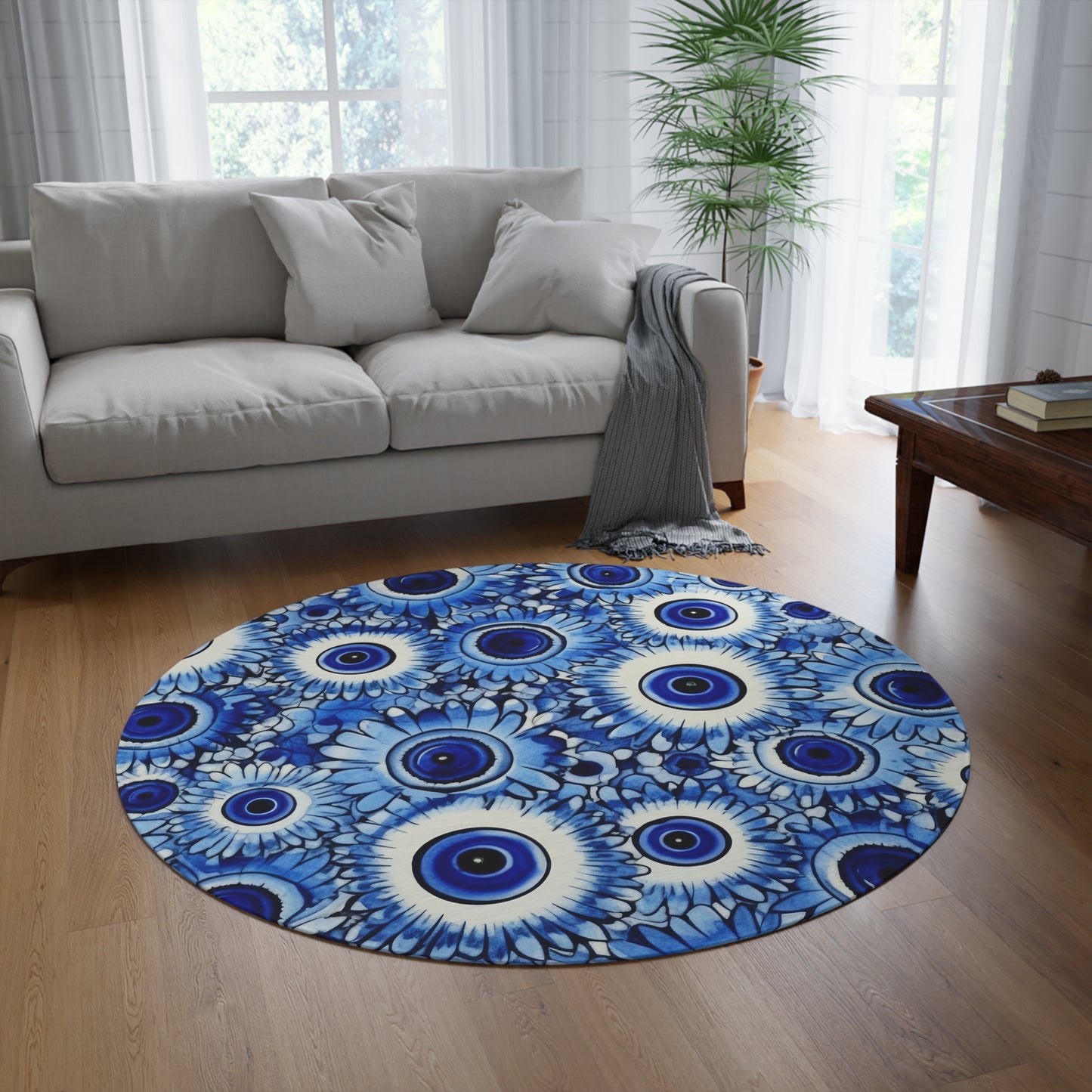 Portentous Pupil. Evil Eye Rug – Artistic Expression Meets Protection for Your Floors.Round Rug