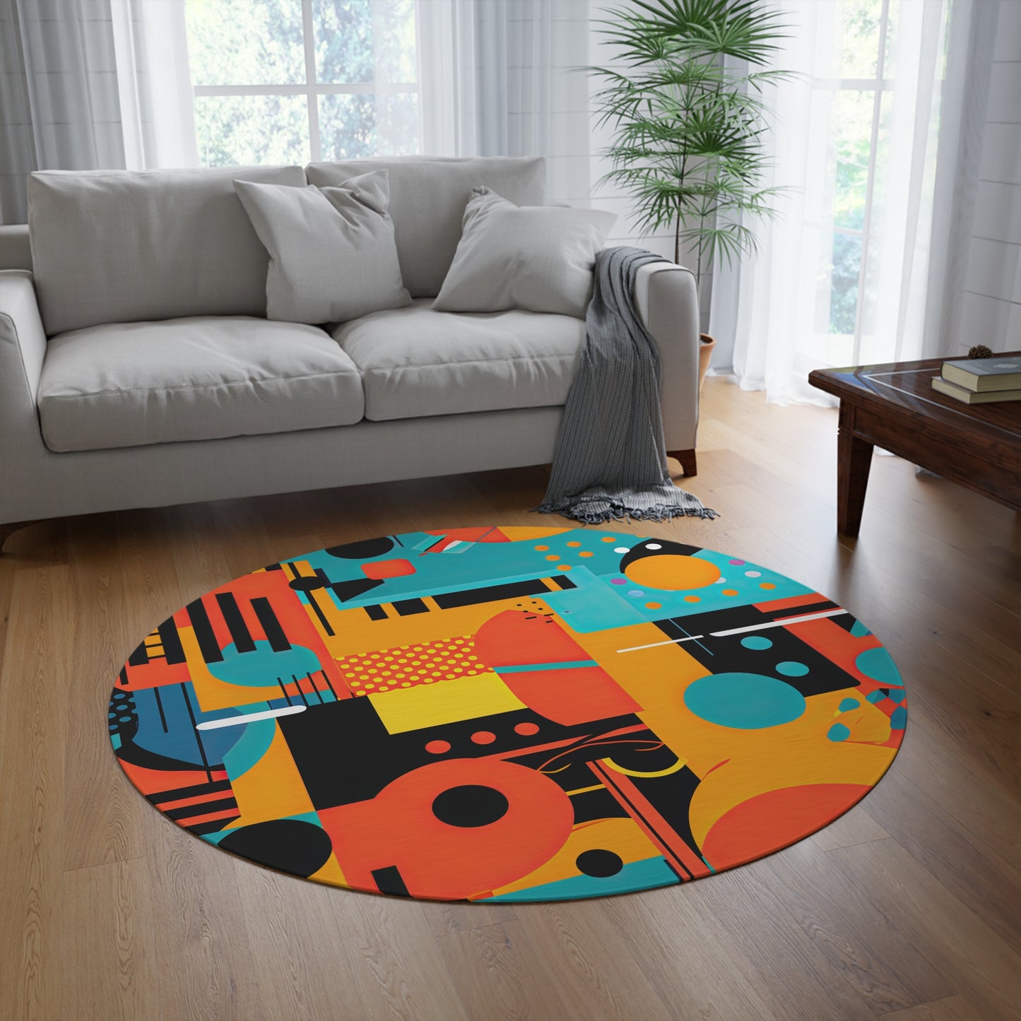 Quantum Quasar. Futuristic Retro Round Rug