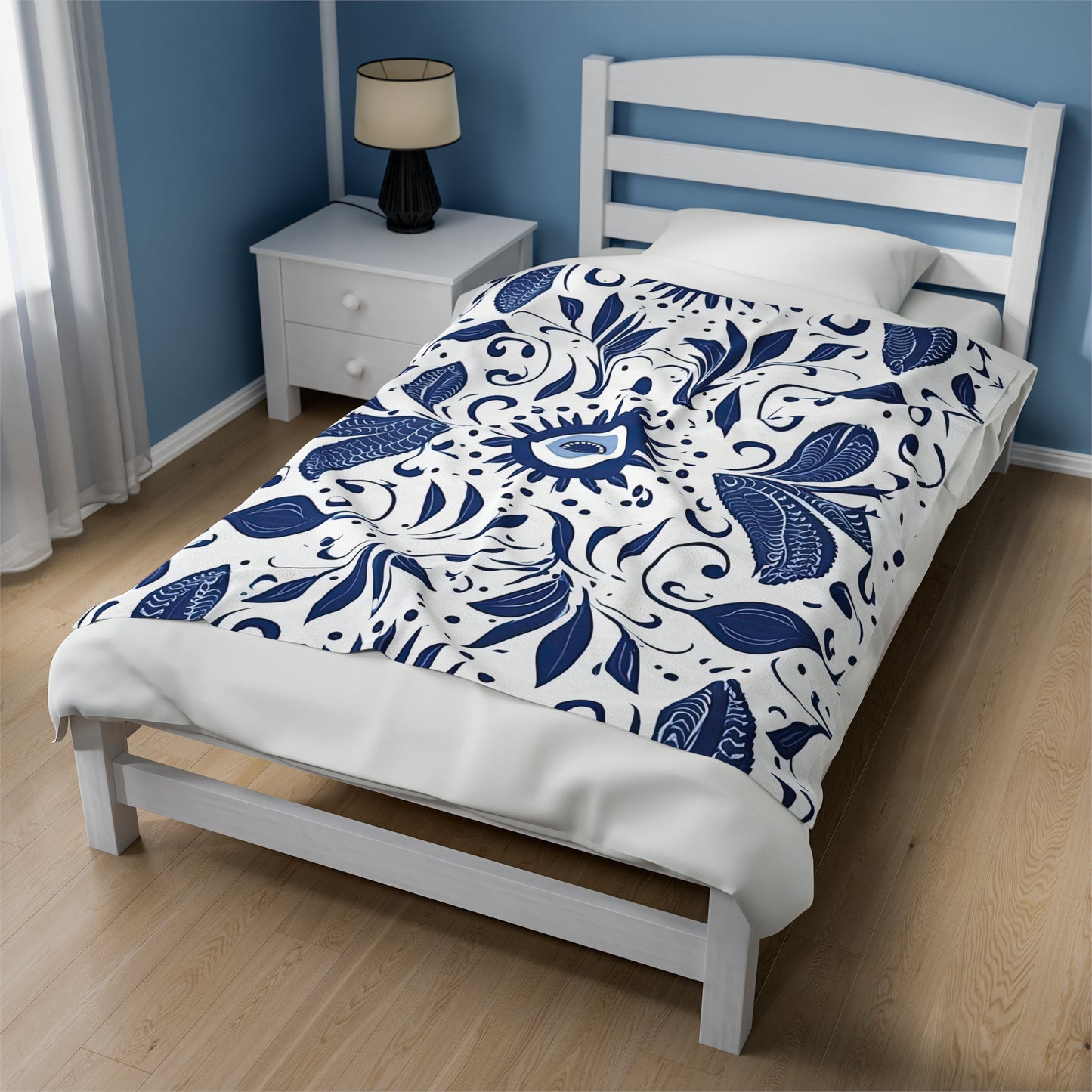 Beholder. Evil Eye Blanket – Cozy Layers of Unique Artistic Flair. Velveteen Plush Blanket.