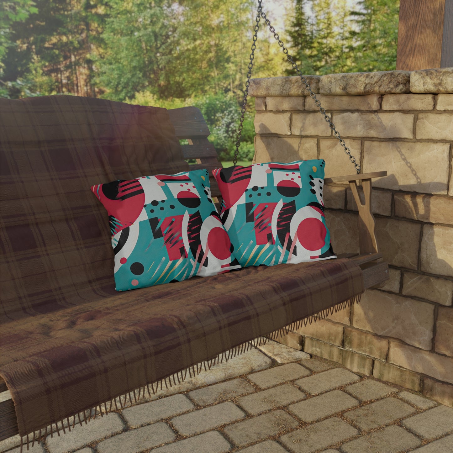 Chromatic Flux. Bold Avant-Garde Outdoor Pillows