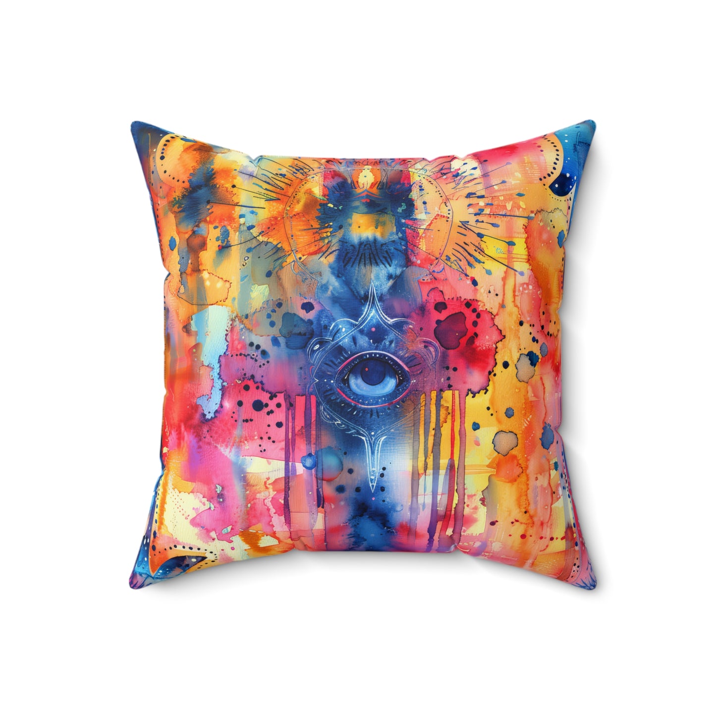 Chromatic Protector Hamsa- Decorative Spun Polyester Cushion