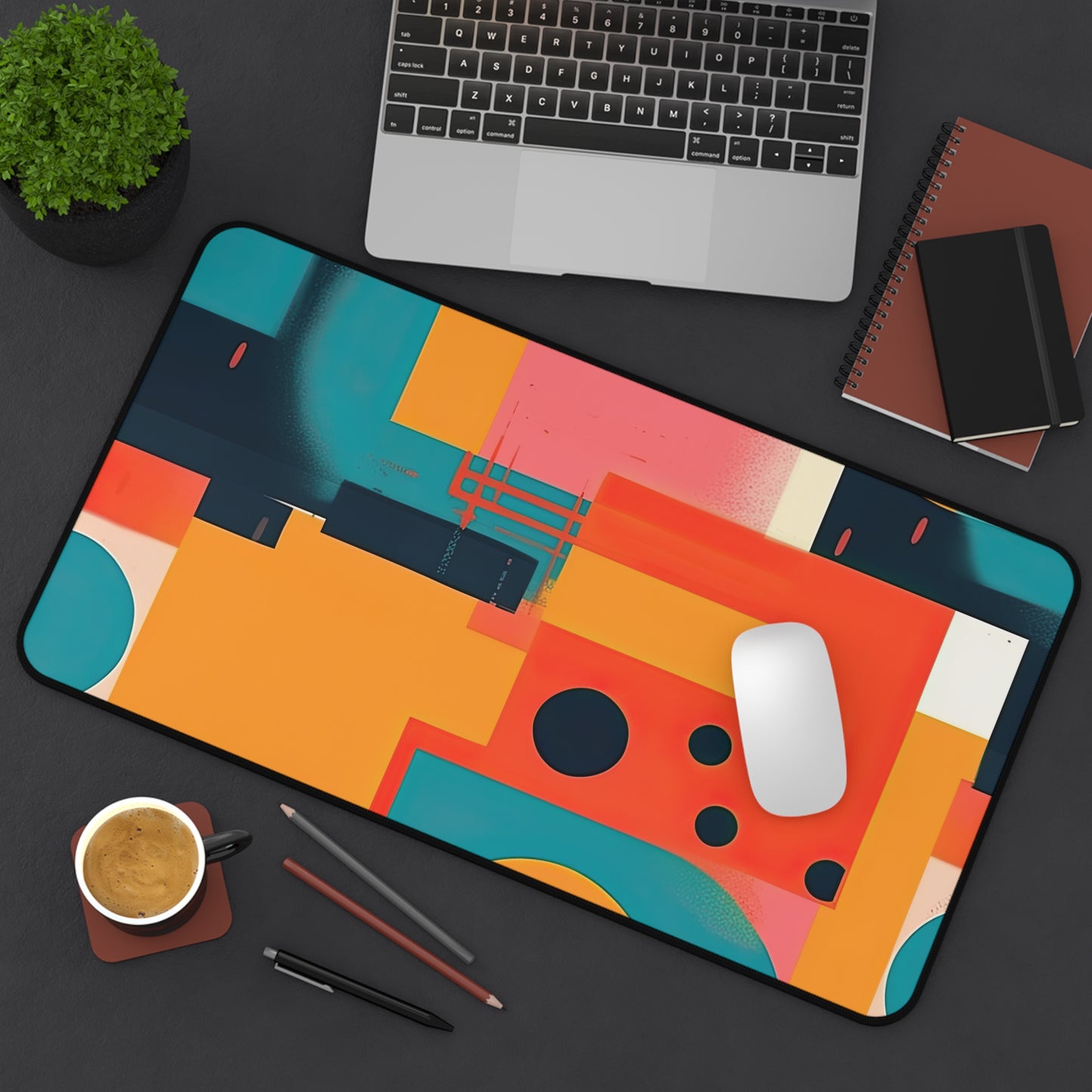 Neon Echoes. Desk Mat - Stylish Office Organizer