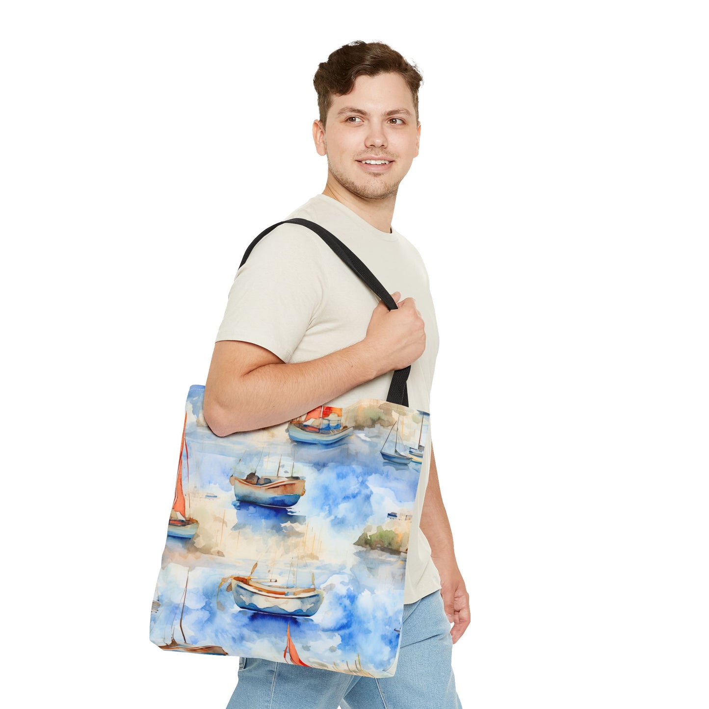 Boats On Watercolor. Tote Bag for Everyday Use