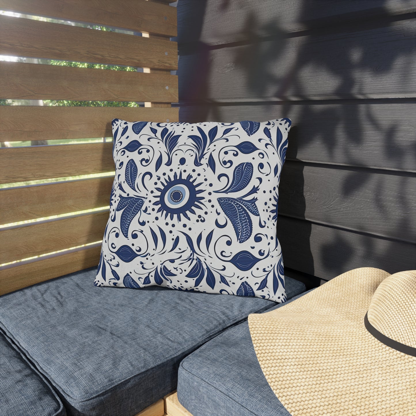 Beholder. Artfully Interpreted Evil Eye Pillow – Symbolic & Stylish Comfort. Outdoor Pillows
