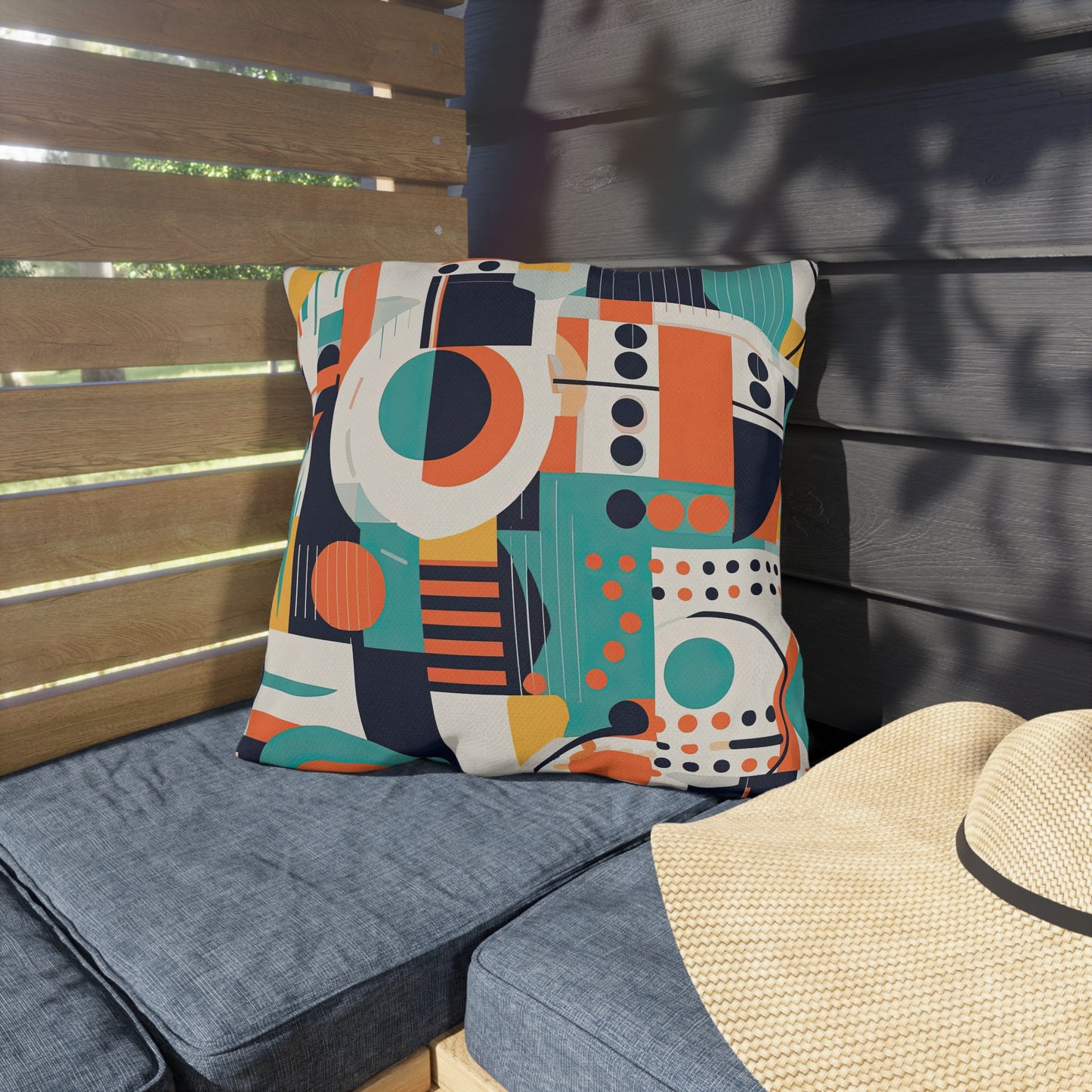 Echoes of the Analog Future. Artistic Retro-FuturisticOutdoor Pillows