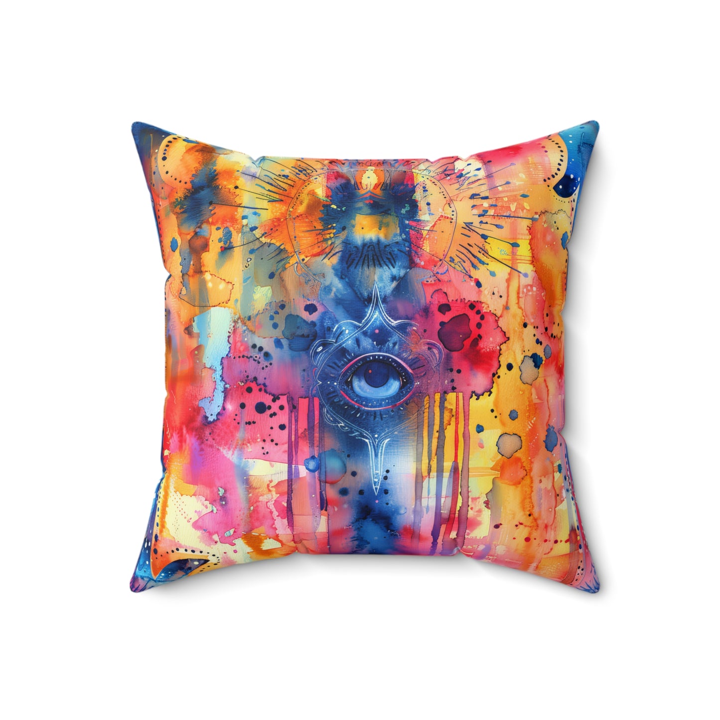 Chromatic Protector Hamsa- Decorative Spun Polyester Cushion