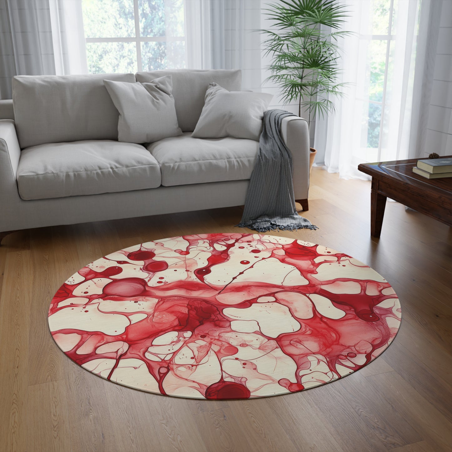Cherry Luster. Bohemian Eye Round Rug - Colorful Floor Decor for Vibrant Spaces