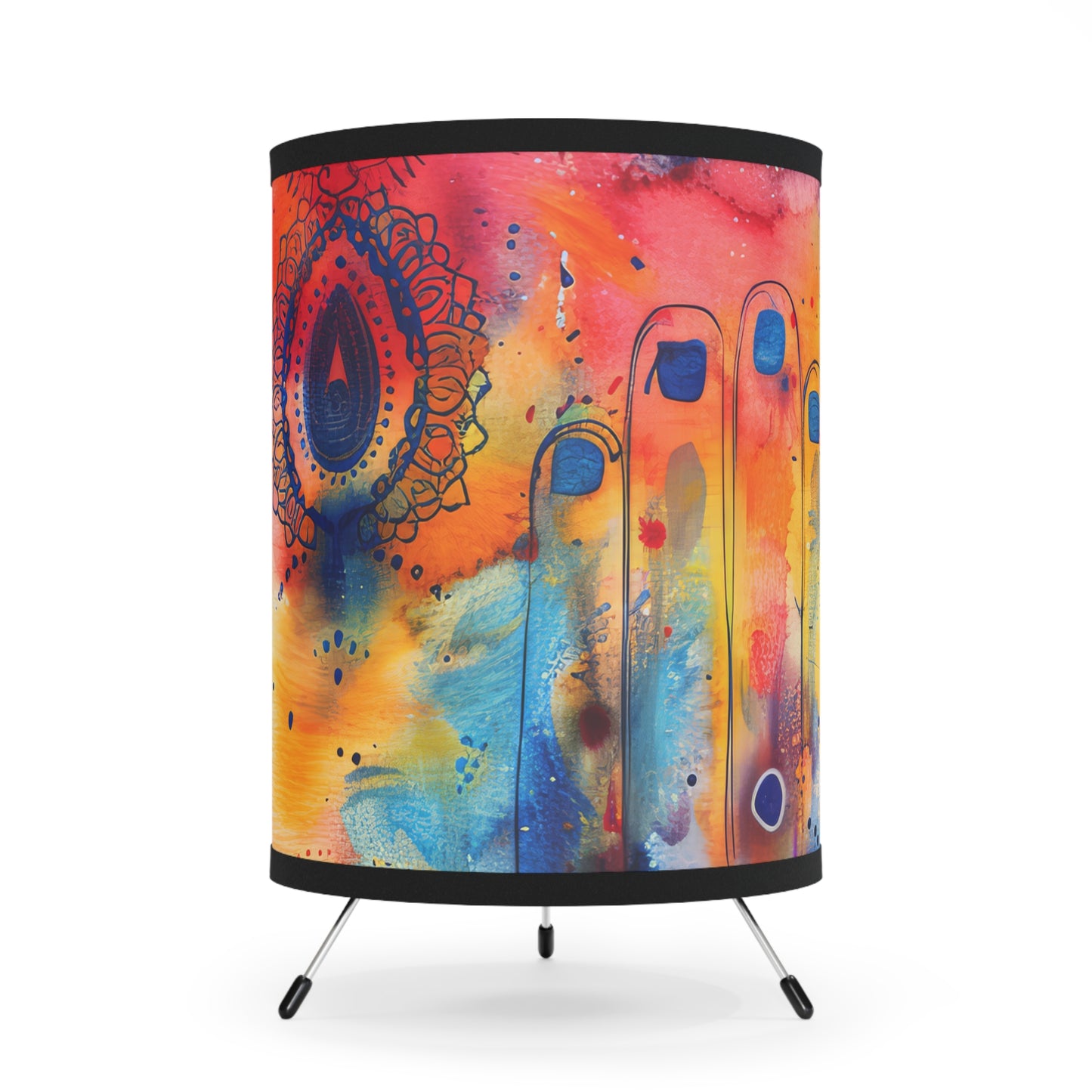 Rainbow Shield Hamsa-. Modern Tripod Lamp