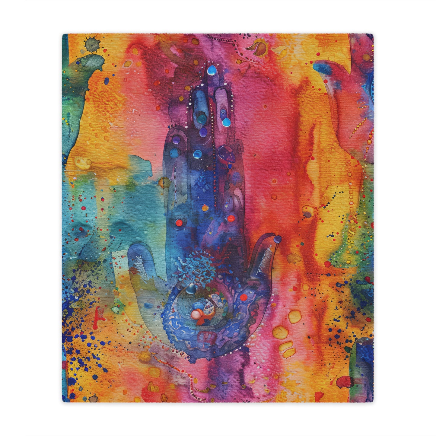 Hamsa Dreamscape. Cozy Artistic Microfiber Blanket.