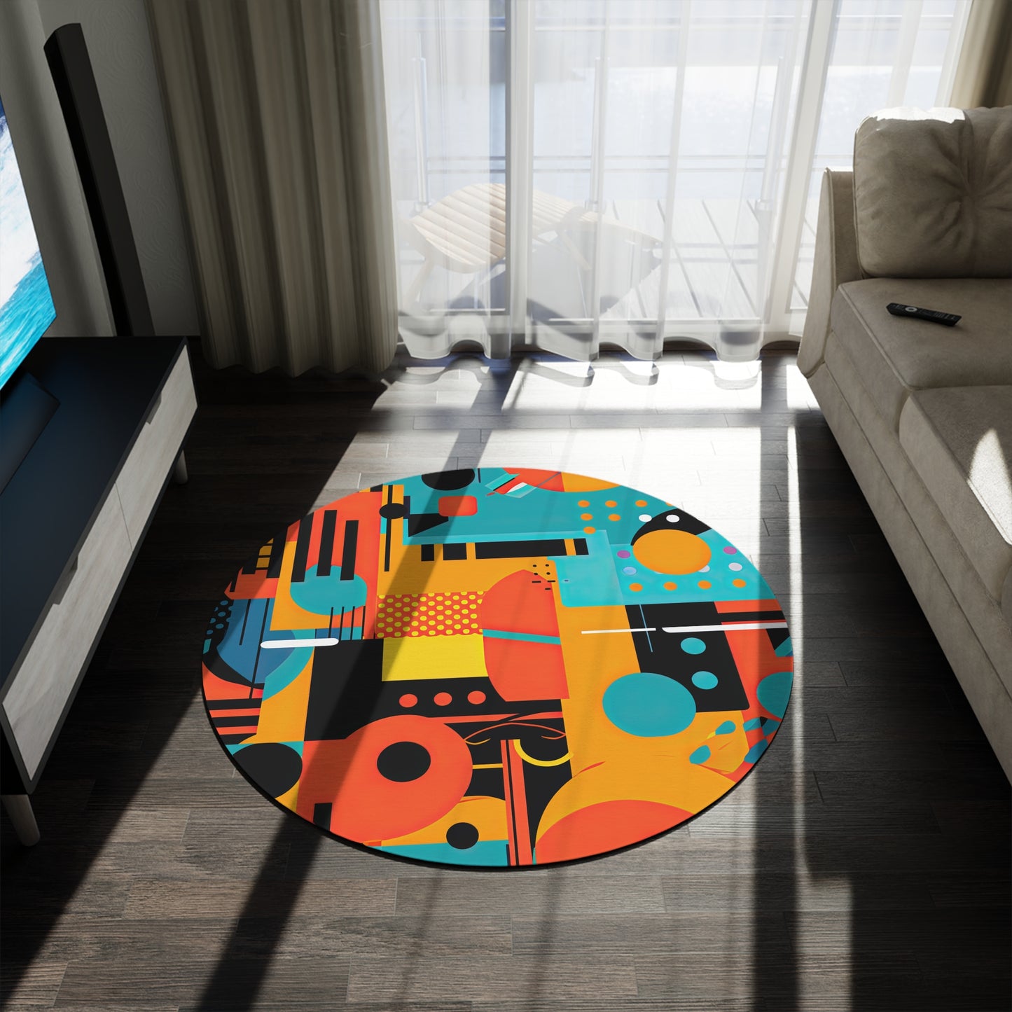 Quantum Quasar. Futuristic Retro Round Rug