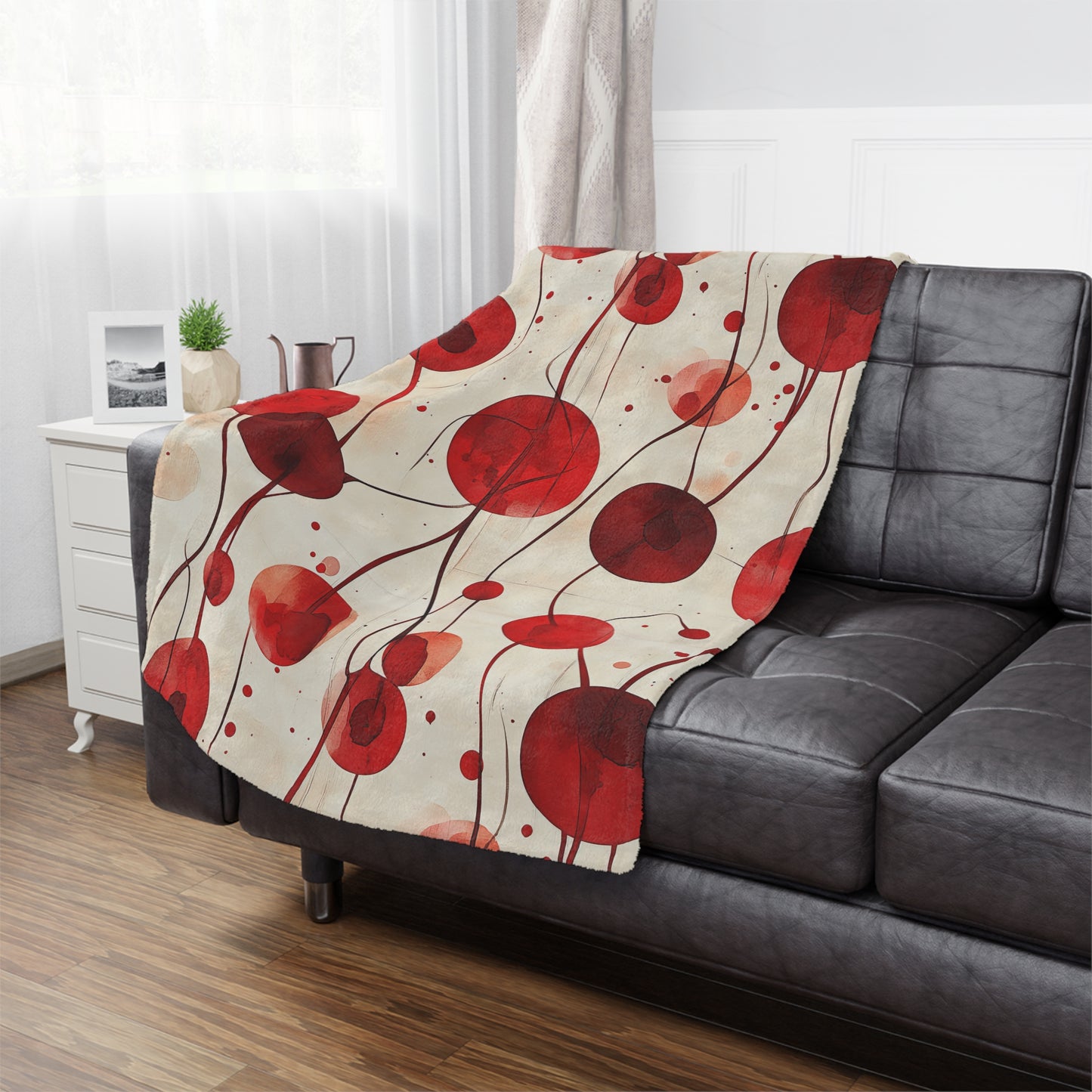 Vintage Cherry. Cozy Artistic Microfiber Blanket -