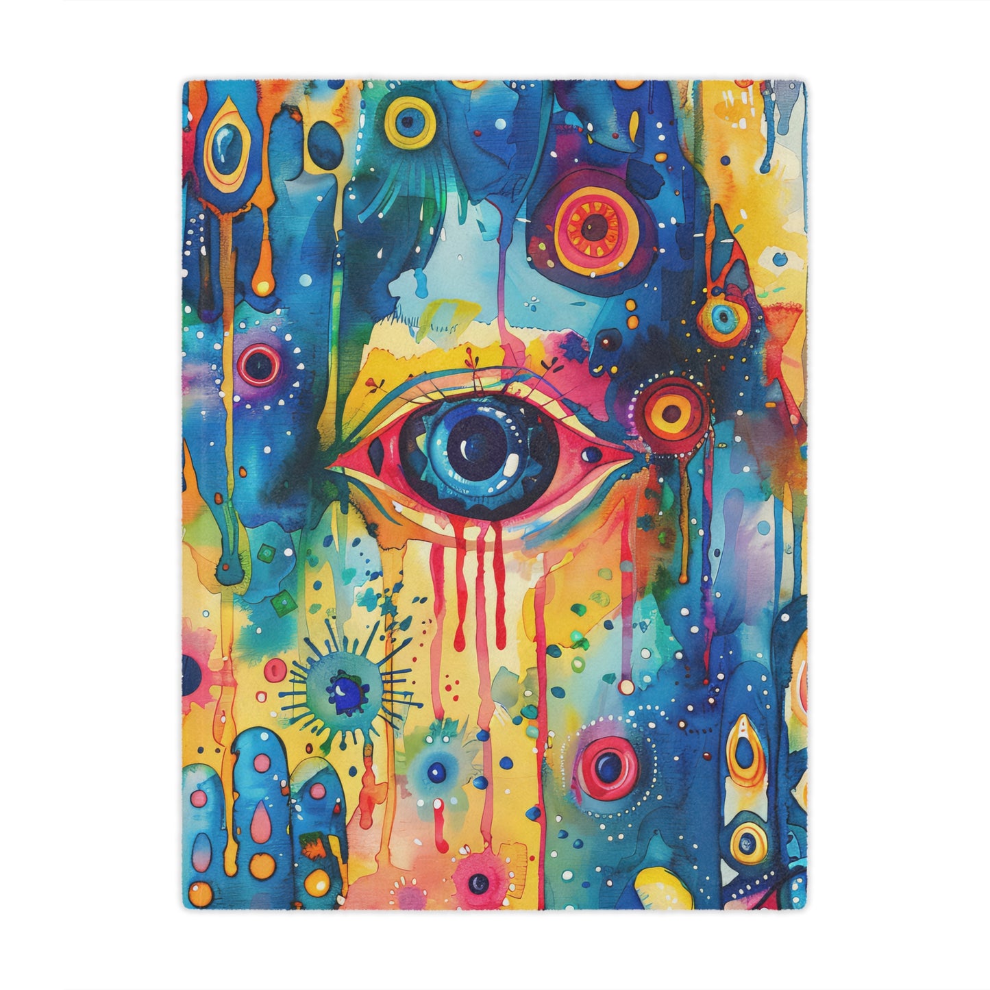Aurora Talisman Hamsa. Cozy Artistic Microfiber Blanket.