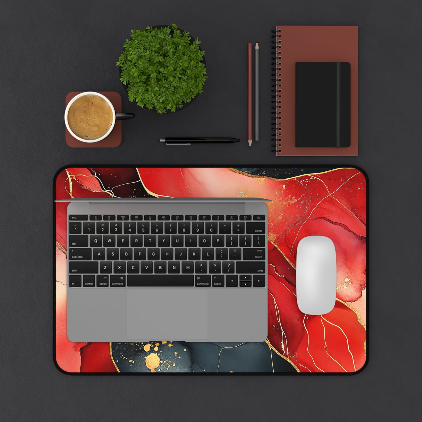 Marbled Cherry Esence Desk Mat - Stylish Office Organizer