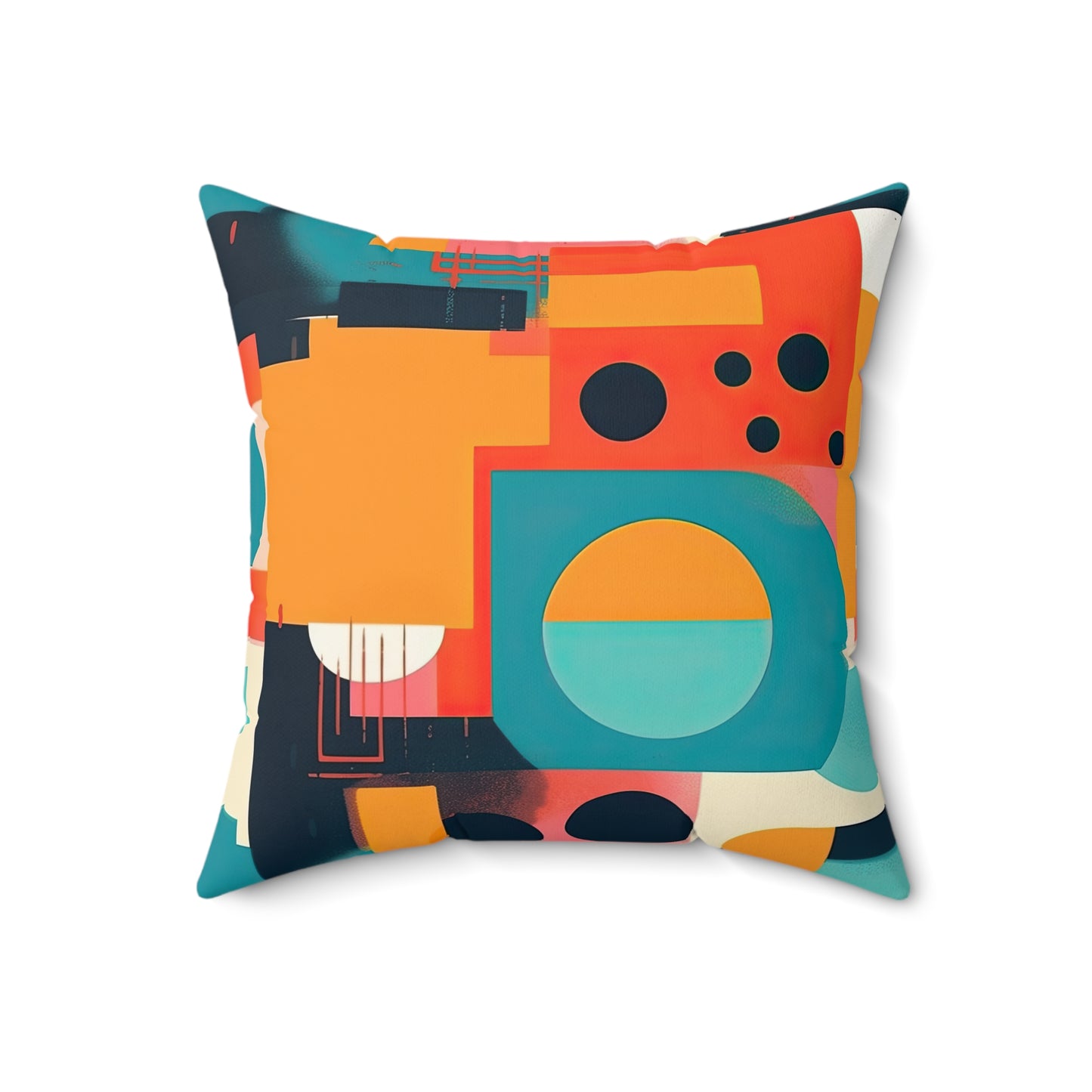 Neon Echoes . Futuristic Nostalgia Spun Polyester Square Pillow