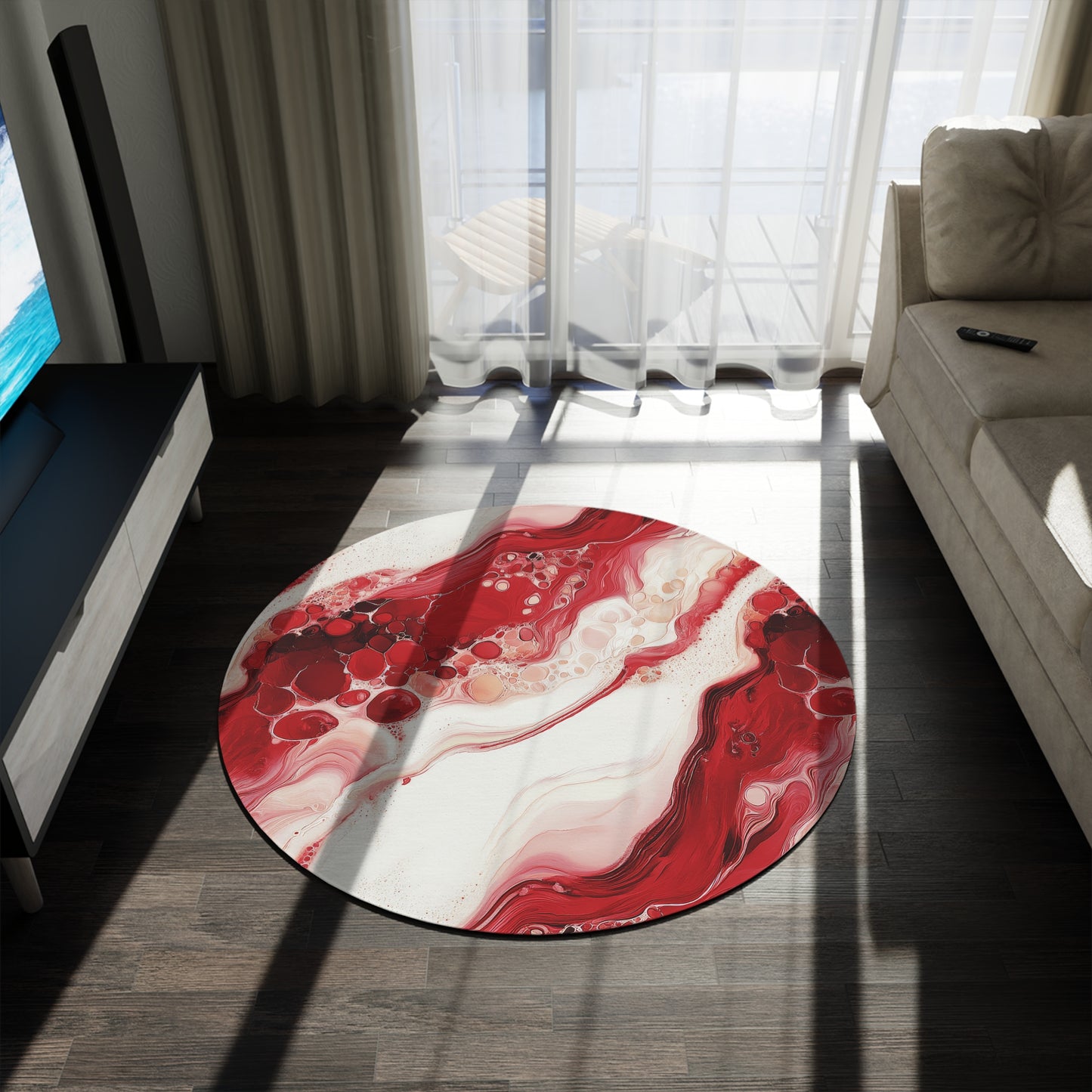 Cherry Aurora. Bohemian Eye Round Rug - Colorful Floor Decor for Vibrant Spaces