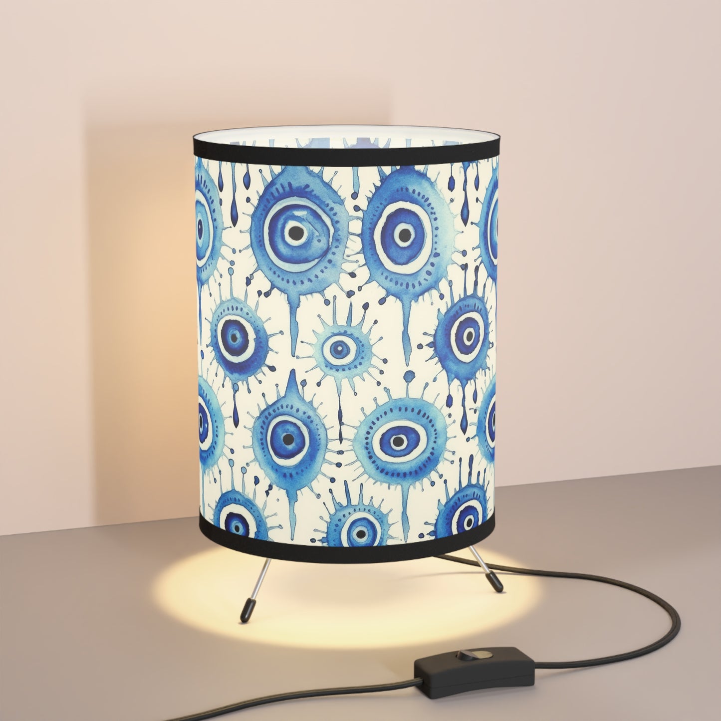 Evil Eye Cry. Tripod Lamp with High-Res Printed Shade, US\CA plug