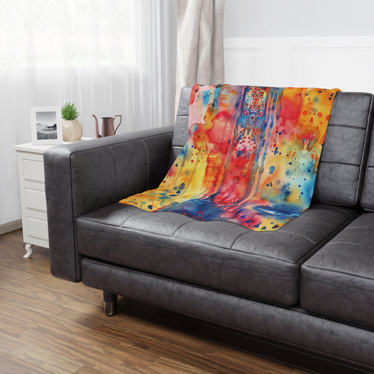 Brilliant Bliss Hamsa. Cozy Artistic Microfiber Blanket.