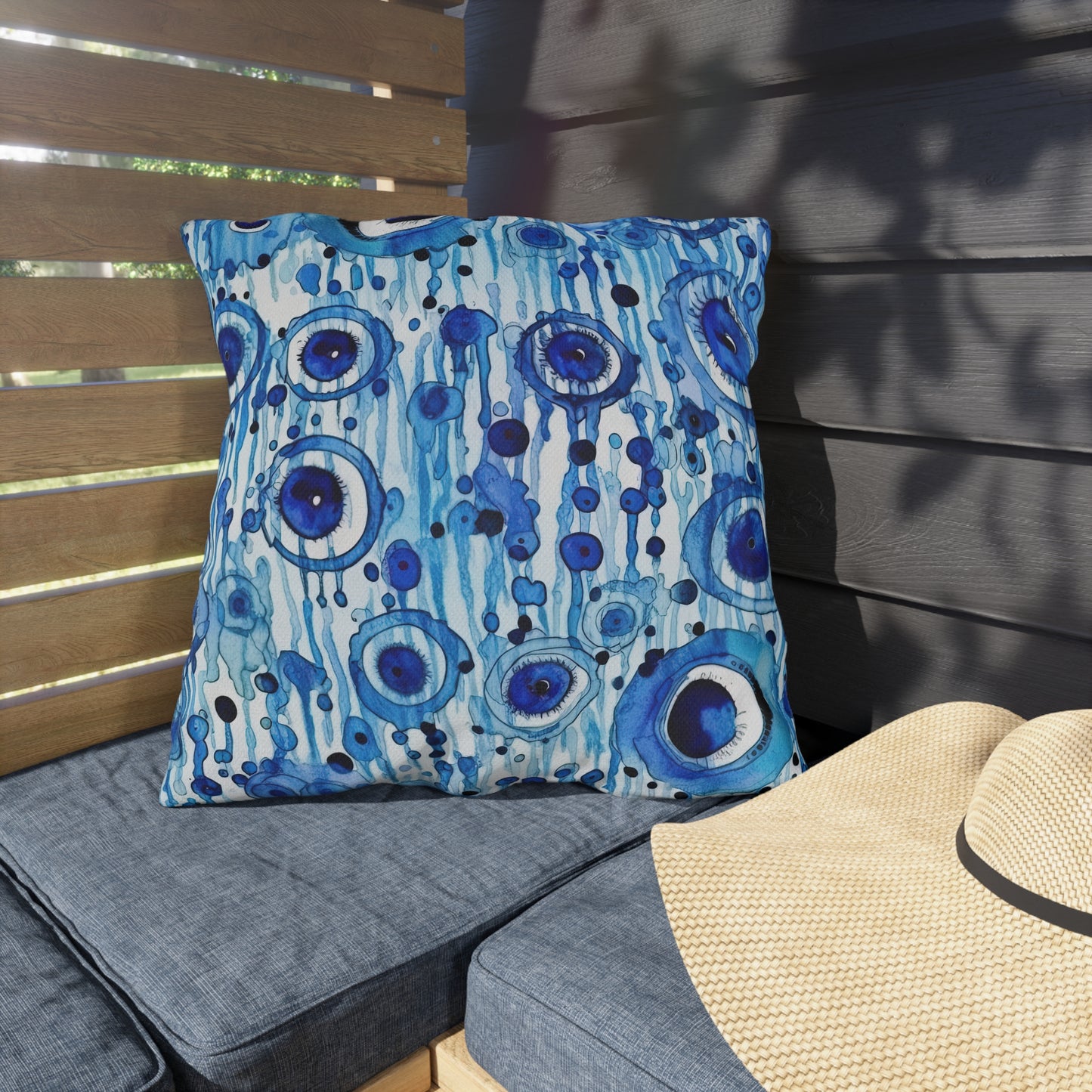 Eclipsed Perception. – Decorative Protection with Original Flair. Evil Eye Pillow Outdoor Pillows