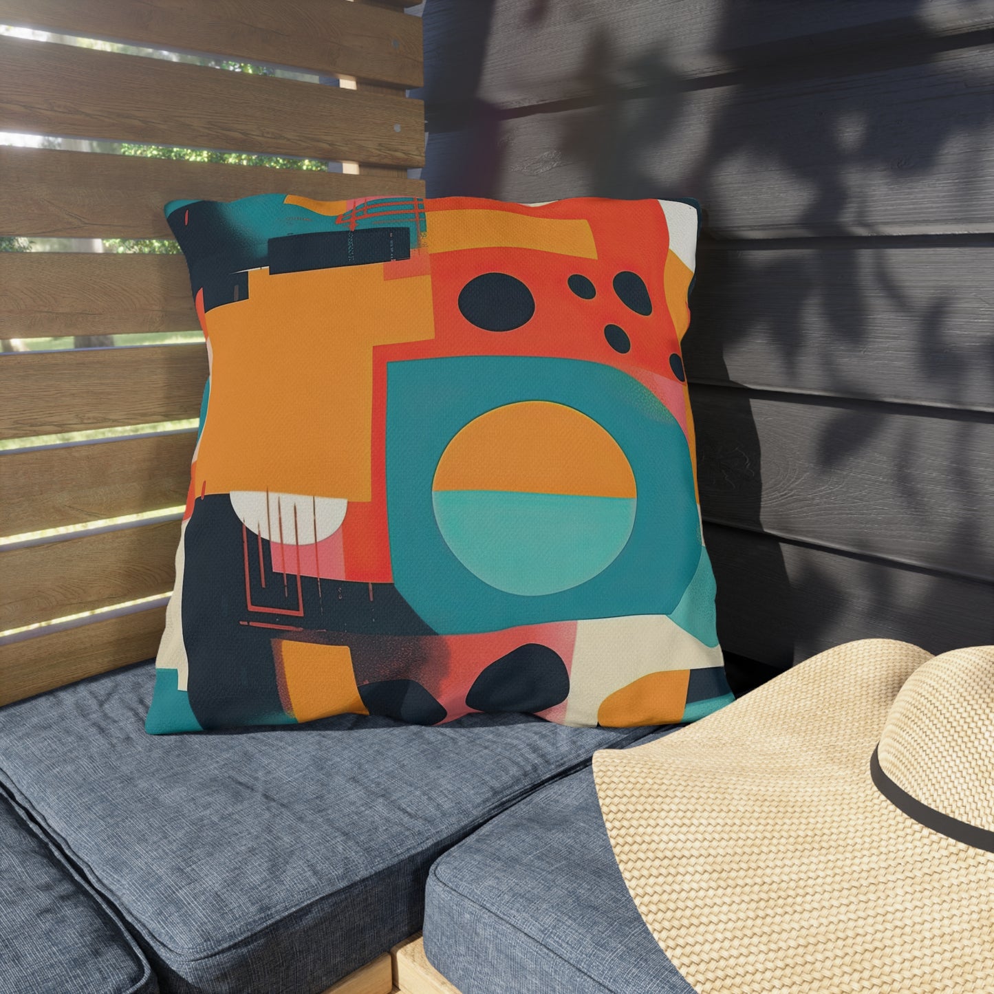 Neon Echoes. Retro Futuristic Outdoor Pillows