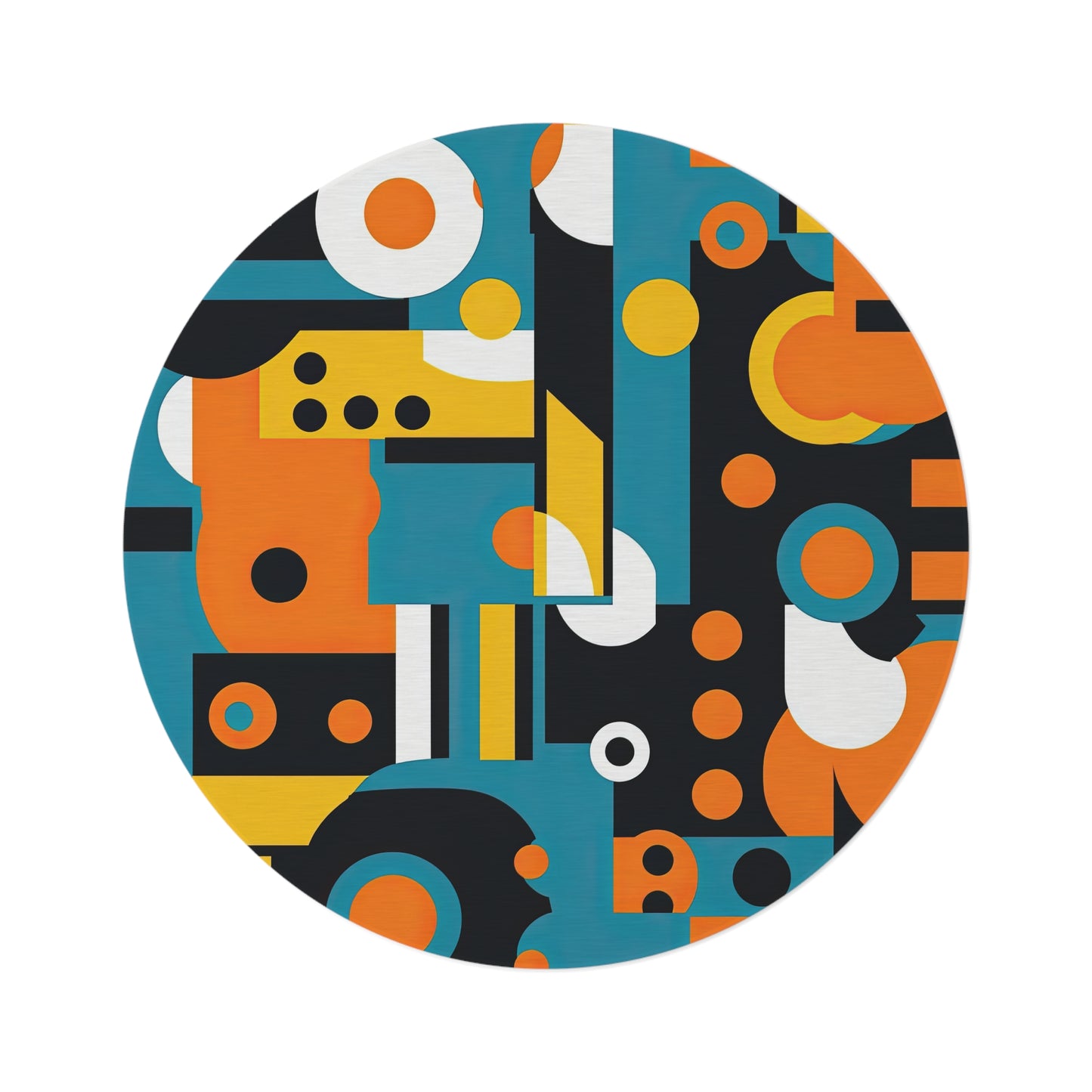 Analog Alchemy. Futuristic Nostalgia Bold Color Retro Round Rug
