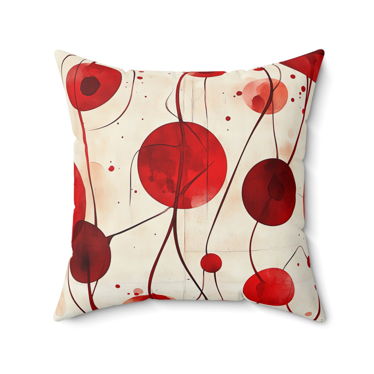 Vintage Cherry Pillow - Decorative Spun Polyester Cushion