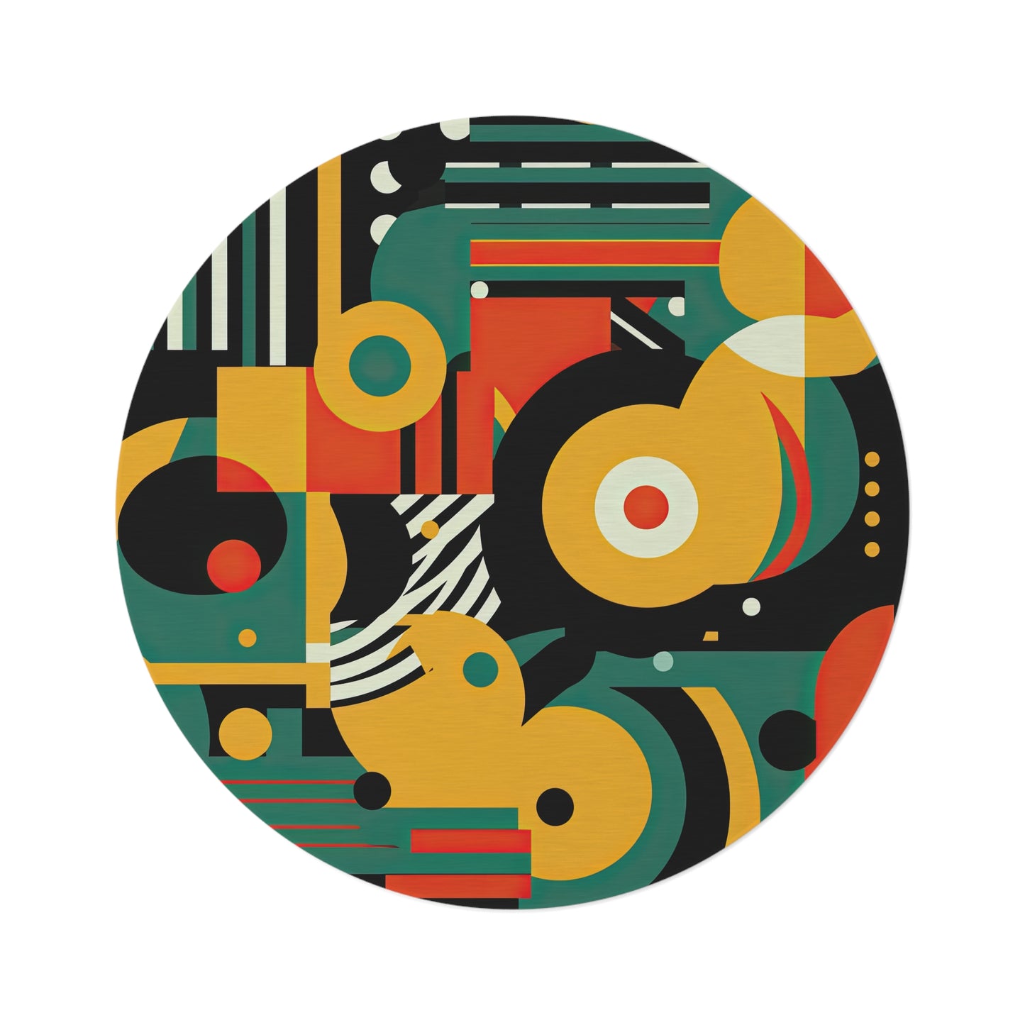 Galactic Groove Retro-Inspired FuturisticRound Rug