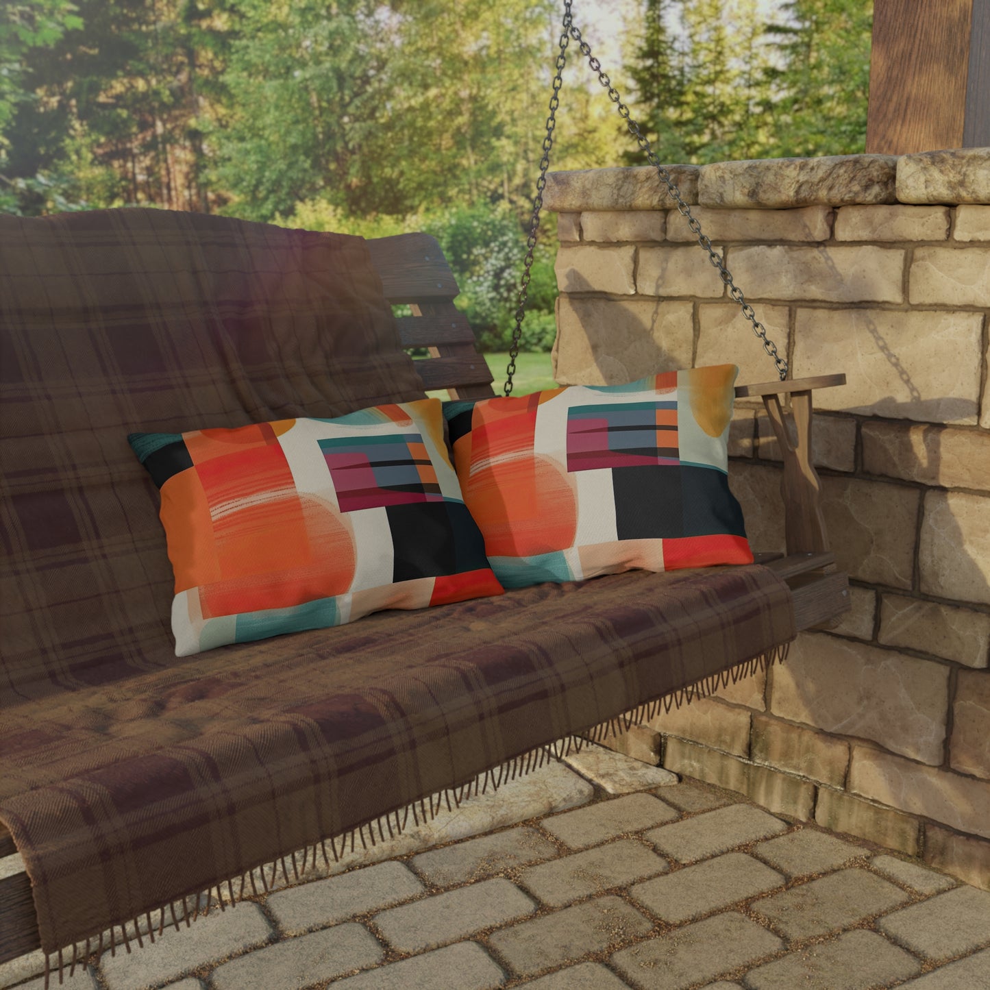 Solar Flare Serenade. Retro-Inspired Avant-GardeOutdoor Pillows