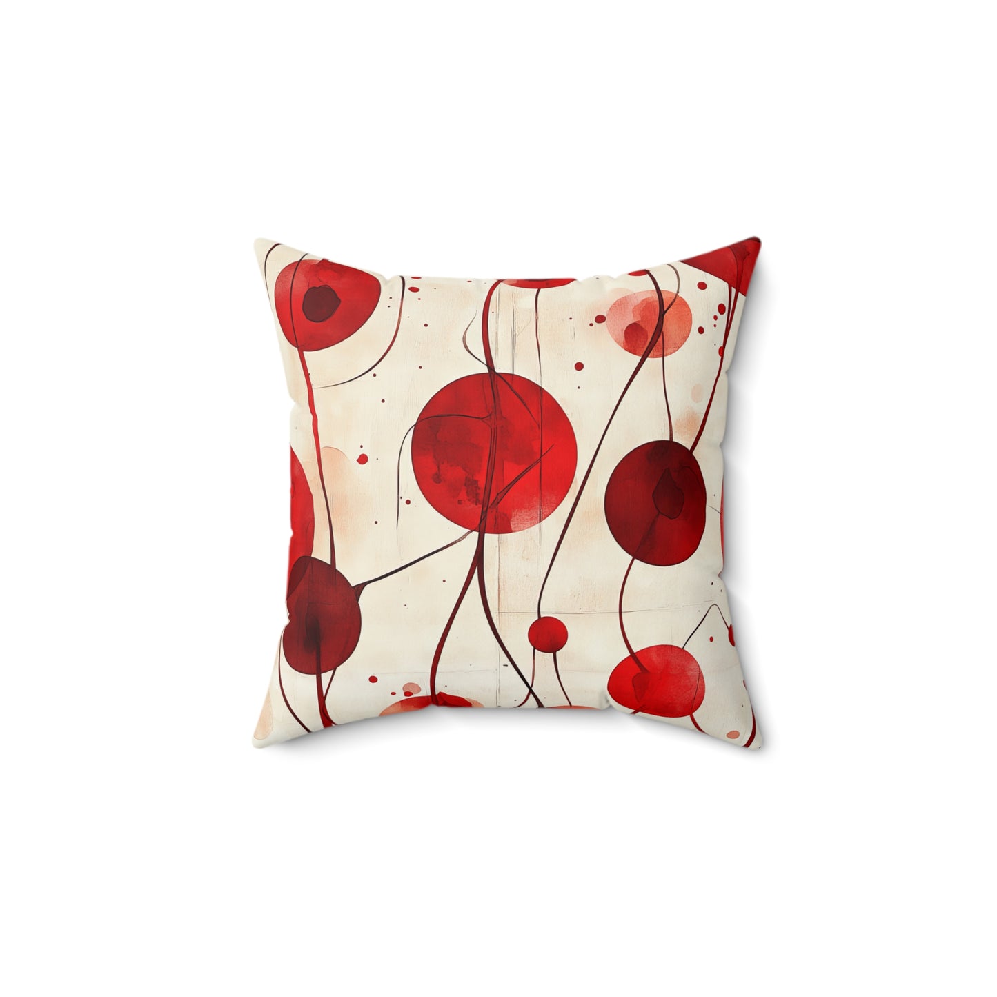 Vintage Cherry Pillow - Decorative Spun Polyester Cushion