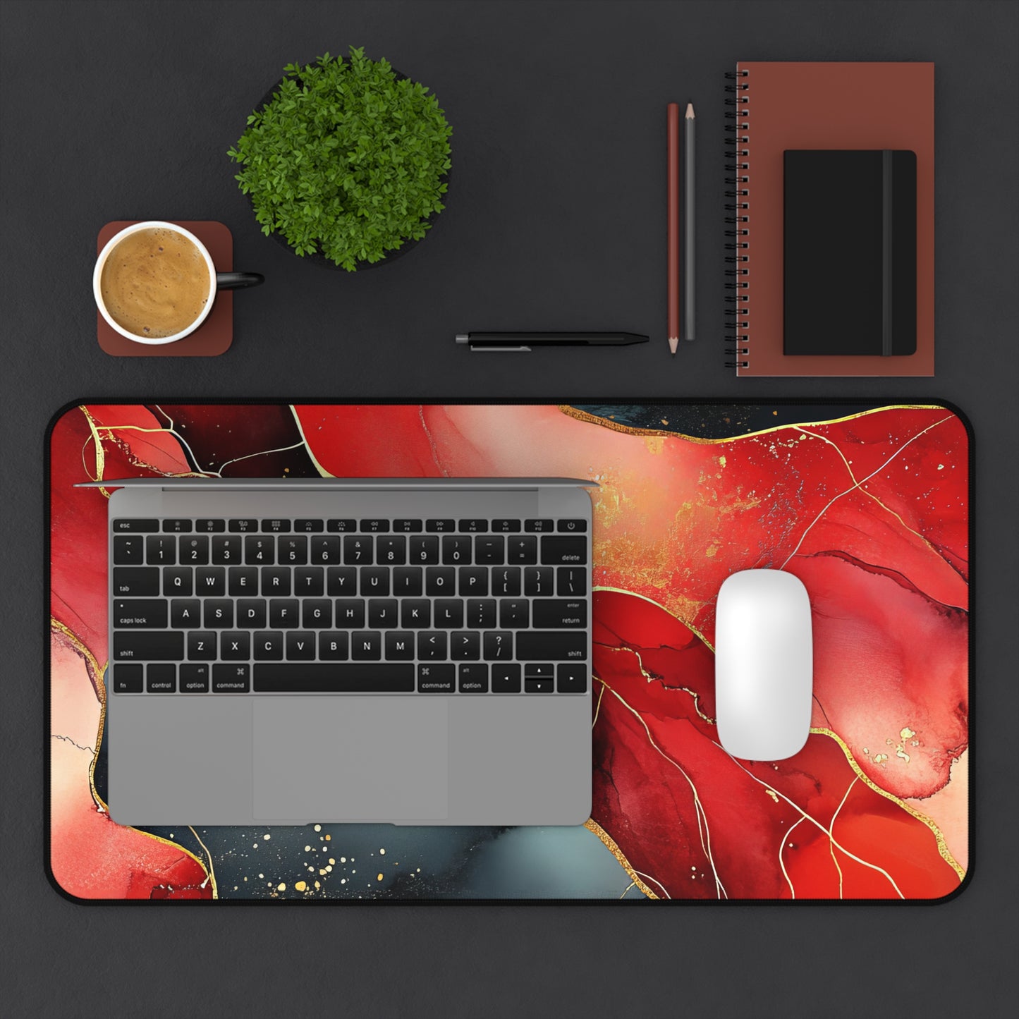 Marbled Cherry Esence Desk Mat - Stylish Office Organizer