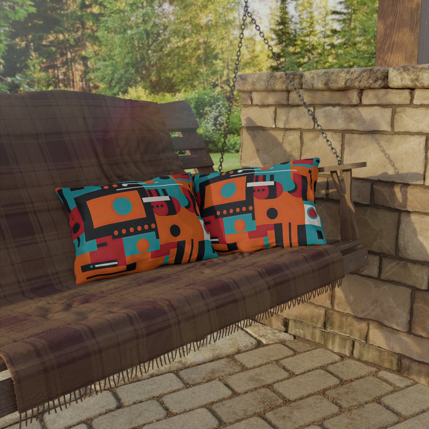 Quantum Reverie. Retro Avant-Garde Outdoor Pillows