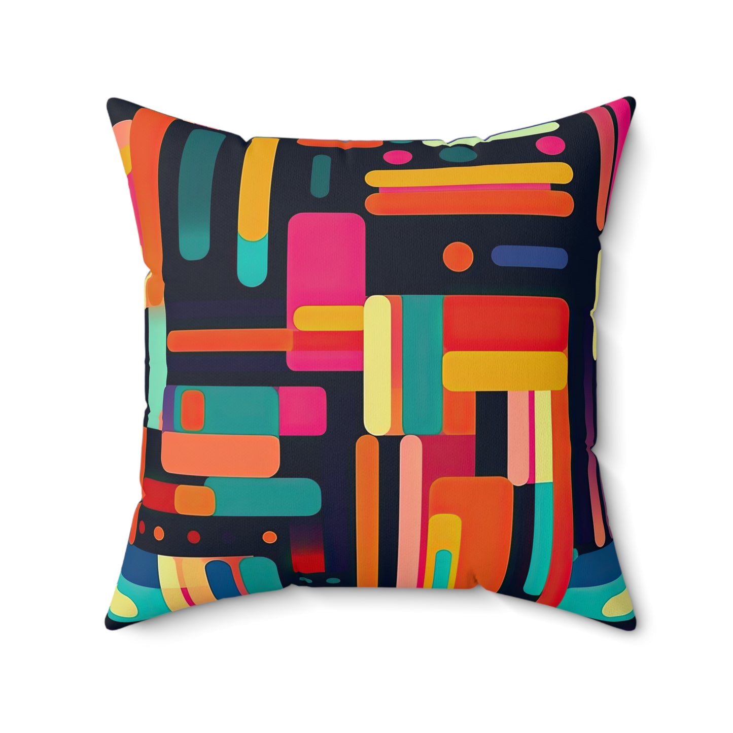 Cybernetic Nostalgia. Retro Futuristic Spun Polyester Square Pillow