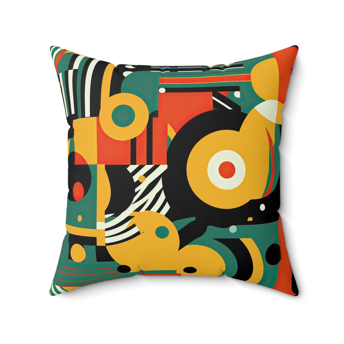 Galactic Groove Retro-Inspired Futuristic Spun Polyester Square Pillow