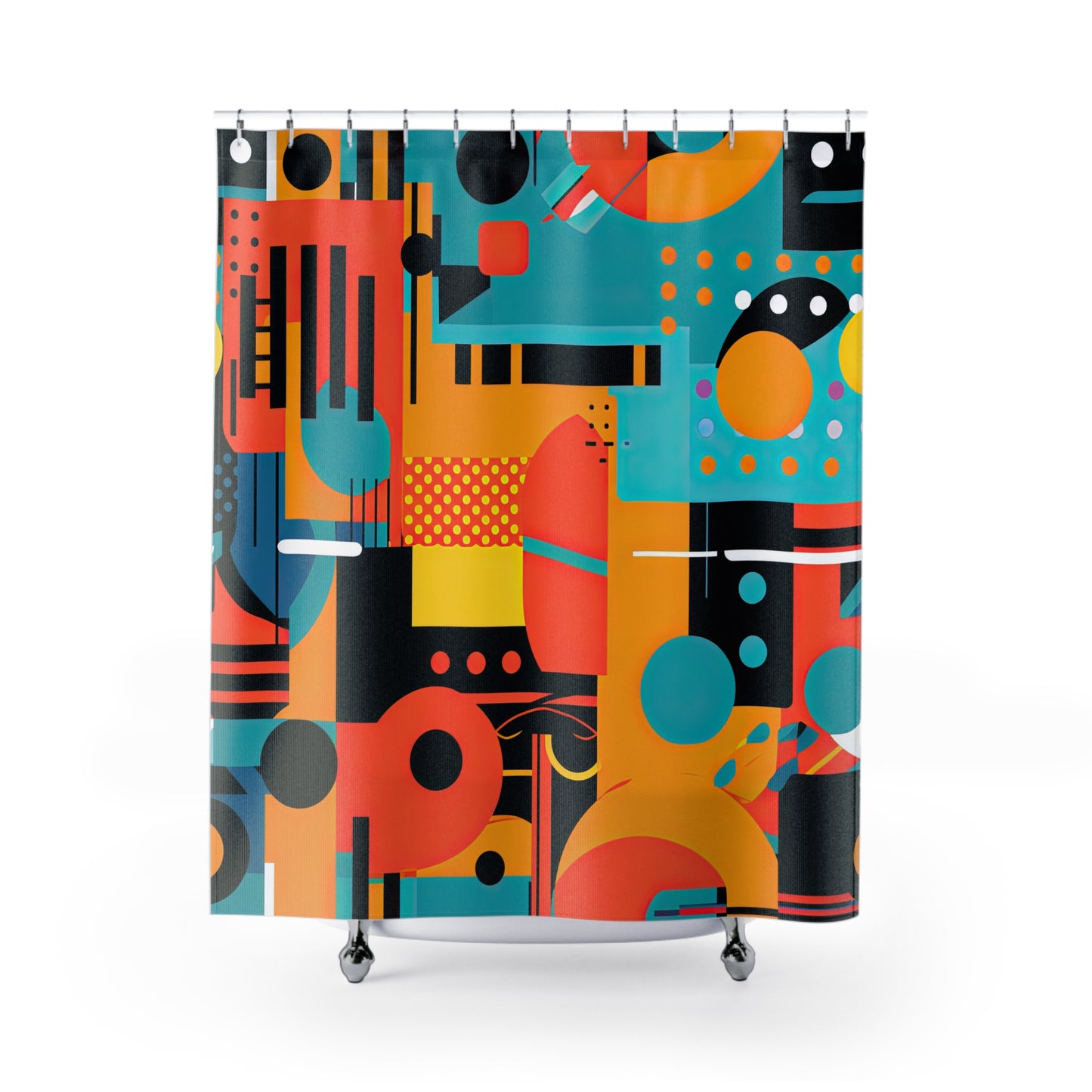 Quantum Quasar. Futuristic Retro Shower Curtains