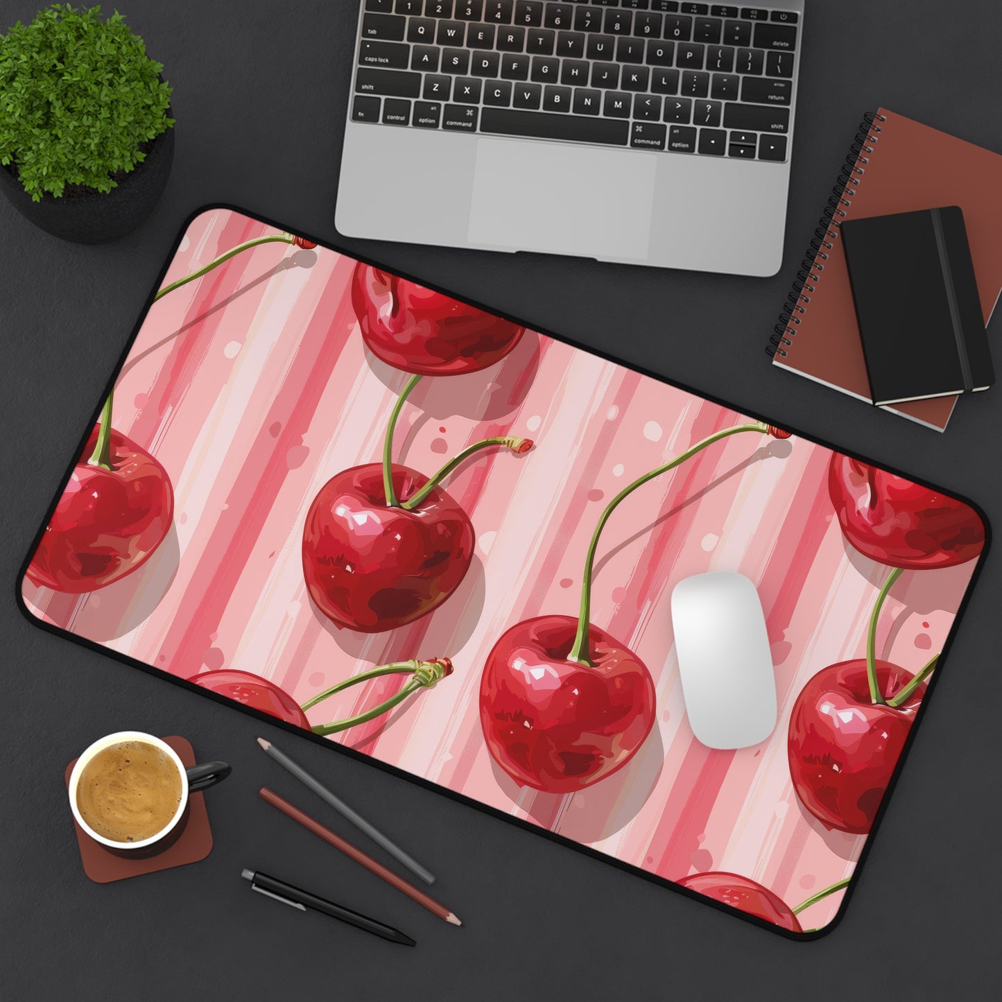 Sleek Cherry. Desk Mat - Stylish Office Organizer