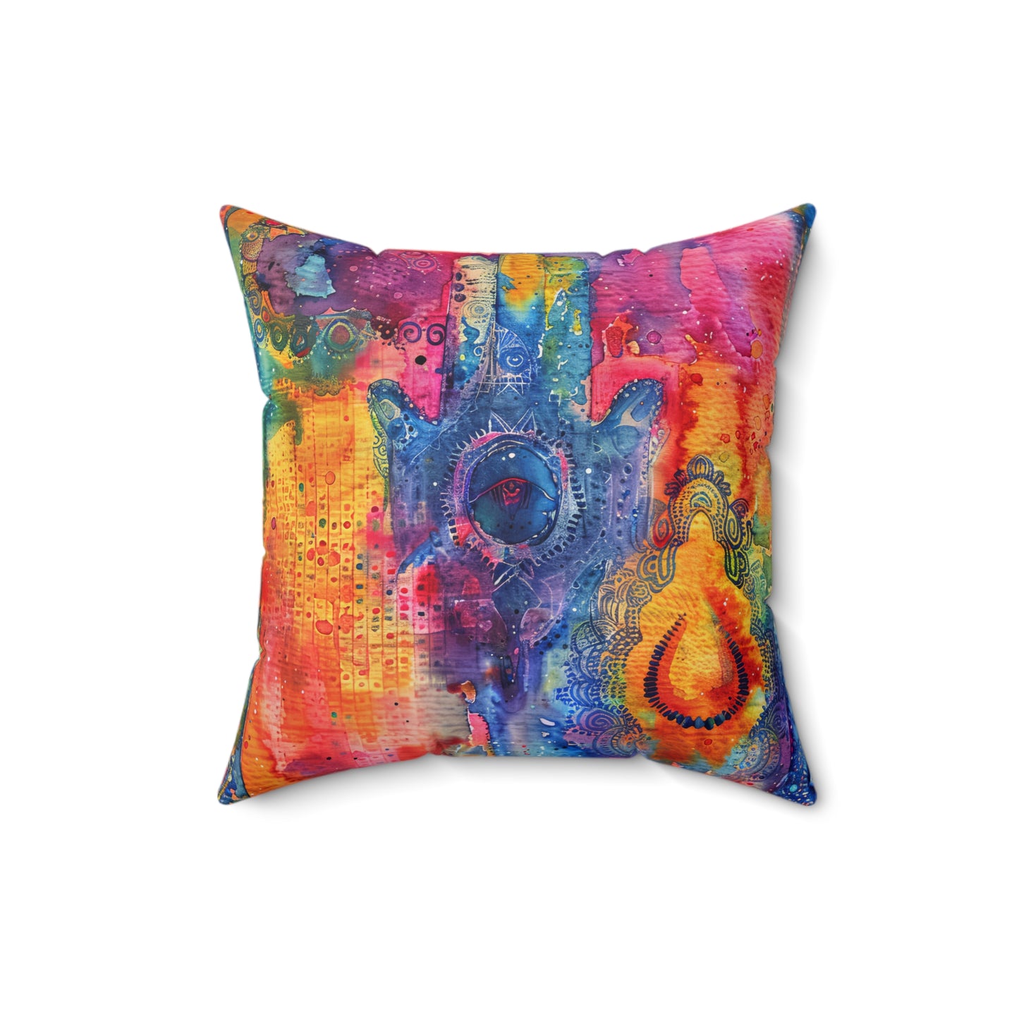 Prismatic Hamsa- Decorative Spun Polyester Cushion