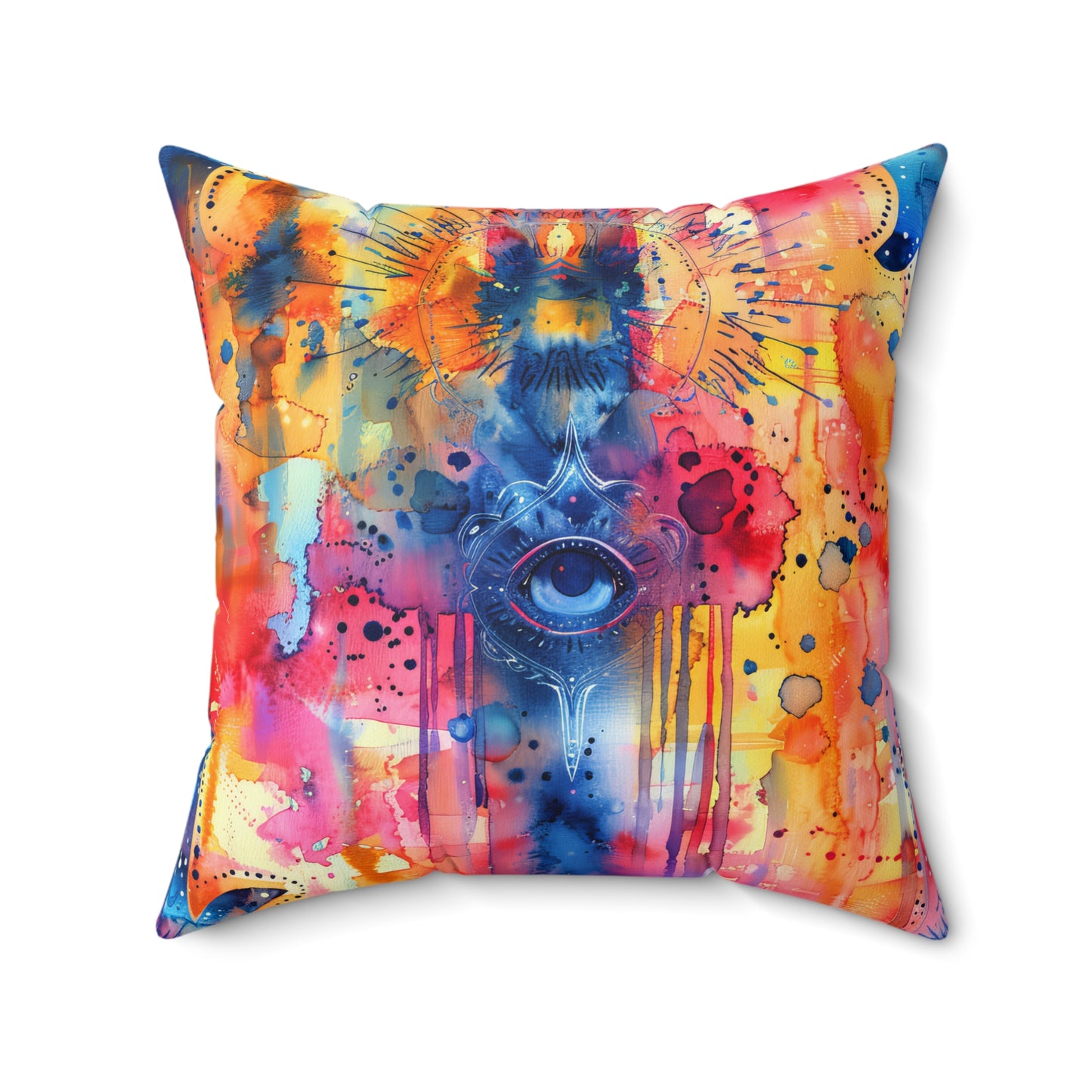 Chromatic Protector Hamsa- Decorative Spun Polyester Cushion